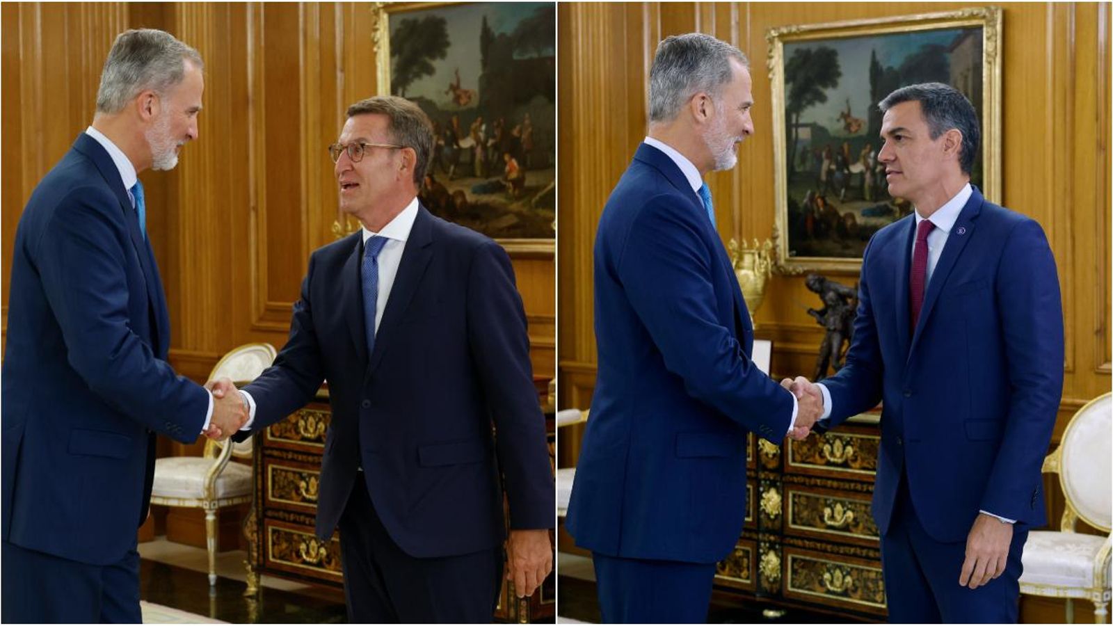 El rei Felip VI rep Alberto Núñez Feijóo i Pedro Sánchez, aquest dimarts
