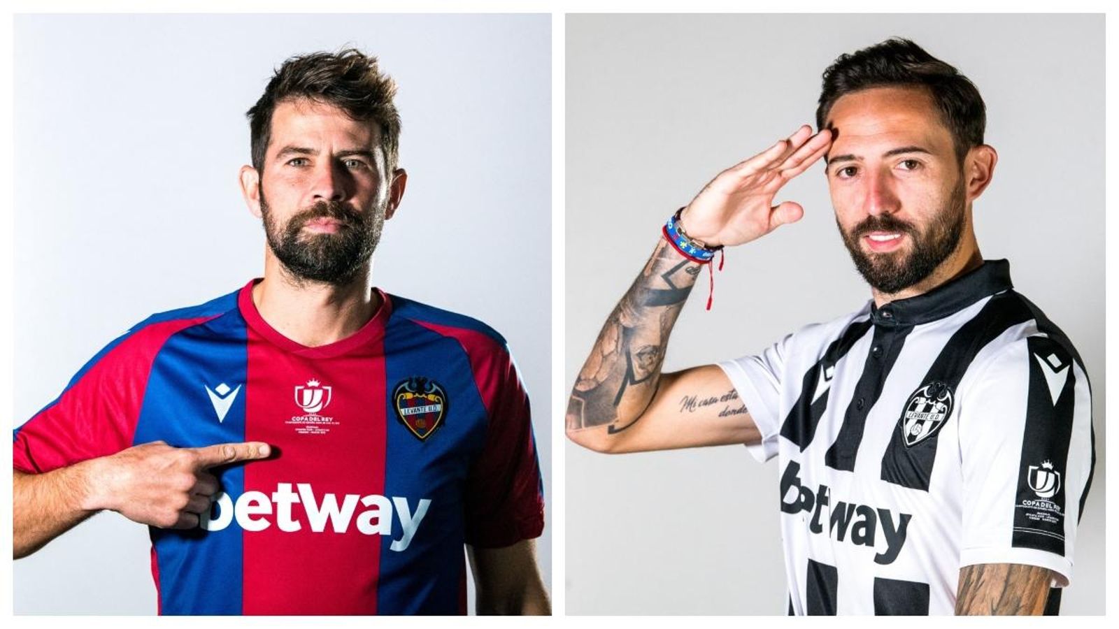 Els capitans del Llevant, lluint les camisetes