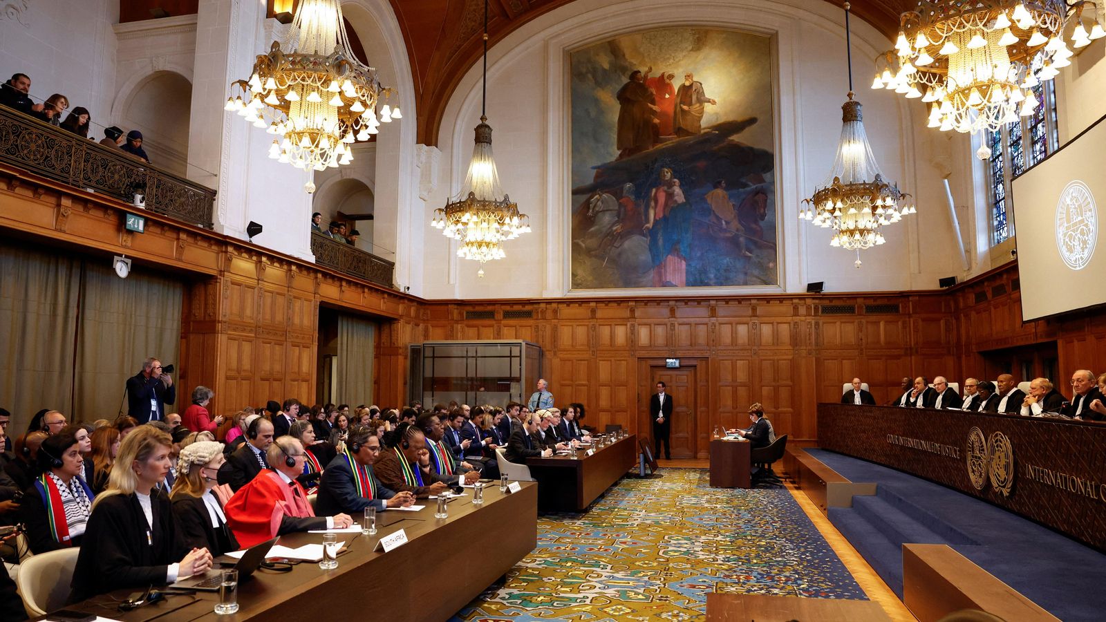 Vista de la sala del Tribunal Internacional de Justícia de l'ONU