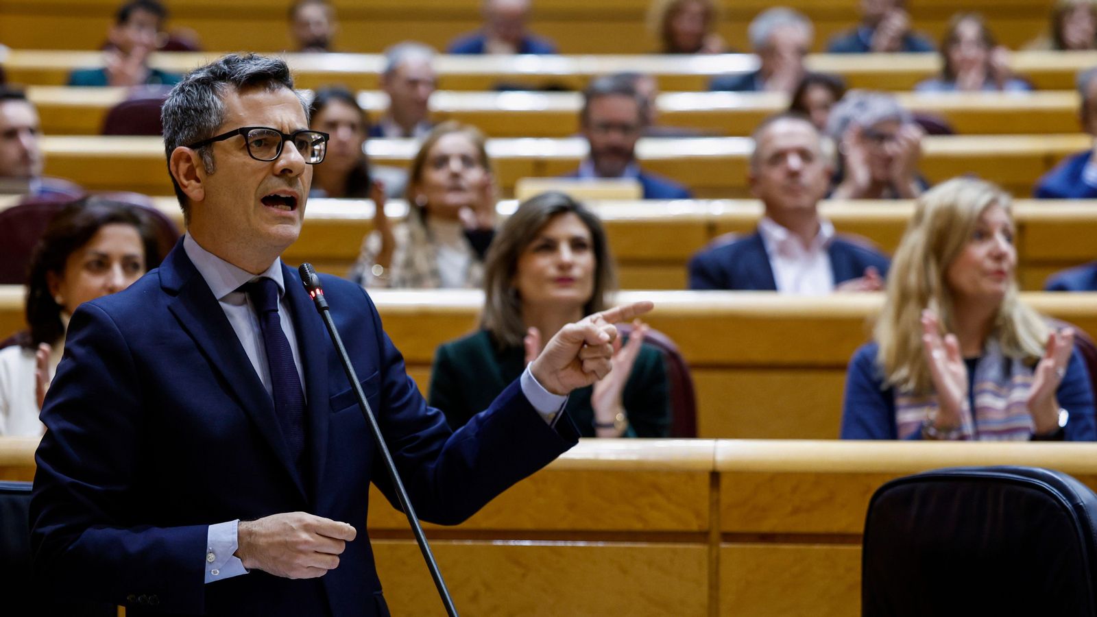 El ministre de la Presidència, Félix Bolaños, durant el ple del Senat d'aquest dimarts El ministre de la Presidència, Félix Bolaños, durant el ple del Senat d'aquest dimarts