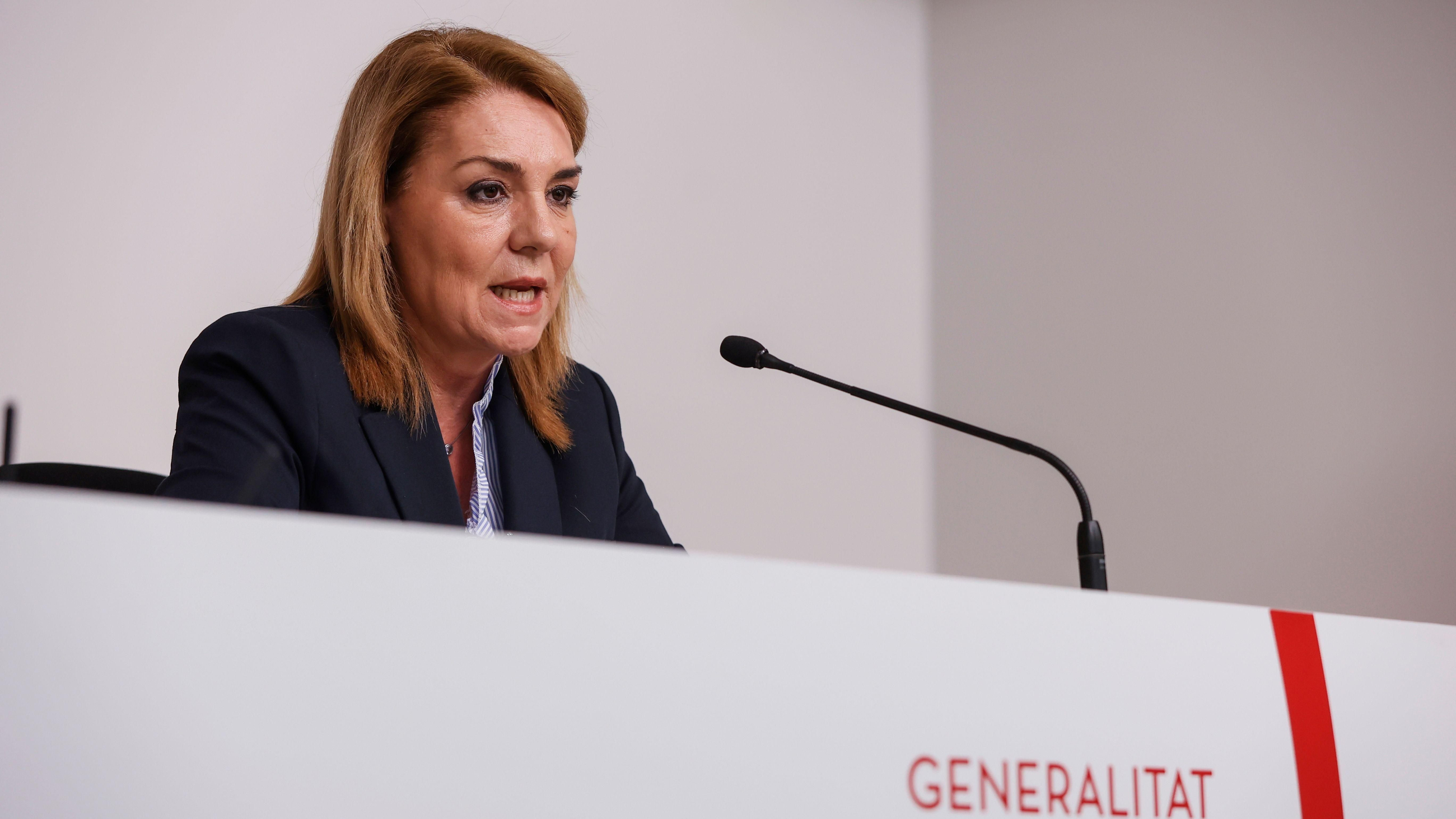 Imatge d'arxiu de la vicepresidenta i portaveu del Consell, Susana Camarero, en la roda de premsa posterior al ple extraordinari Imatge d'arxiu de la vicepresidenta i portaveu del Consell, Susana Camarero, en la roda de premsa posterior al ple extraordinari