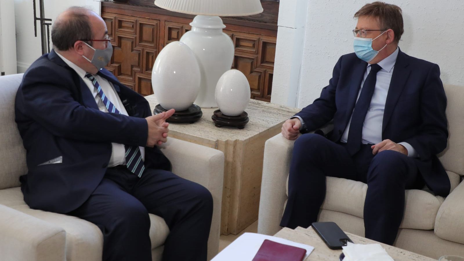 El president de la Generalitat, Ximo Puig, amb el ministre de Cultura, Miquel Iceta