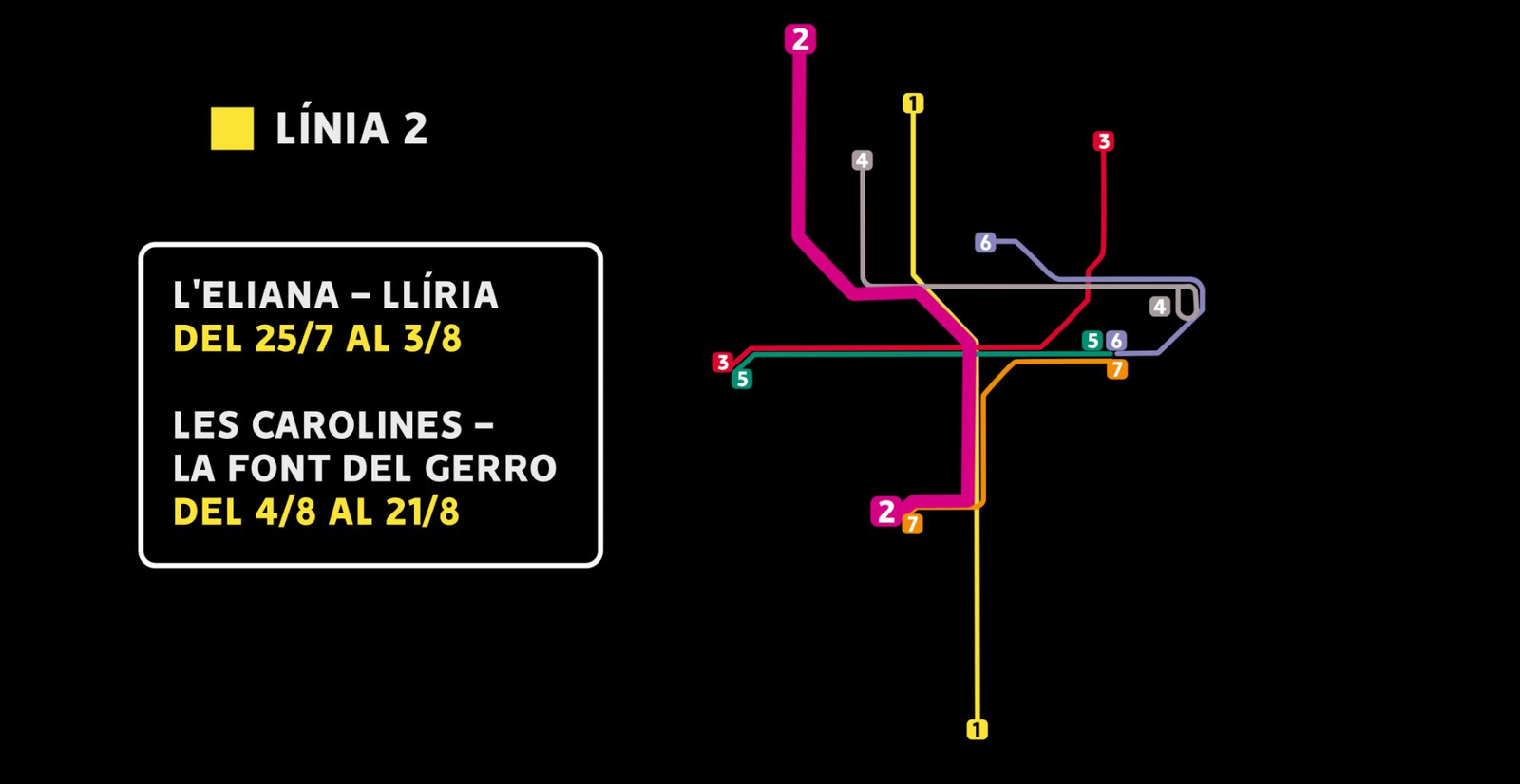 Trams tallats a la línia 2 de Metrovalència