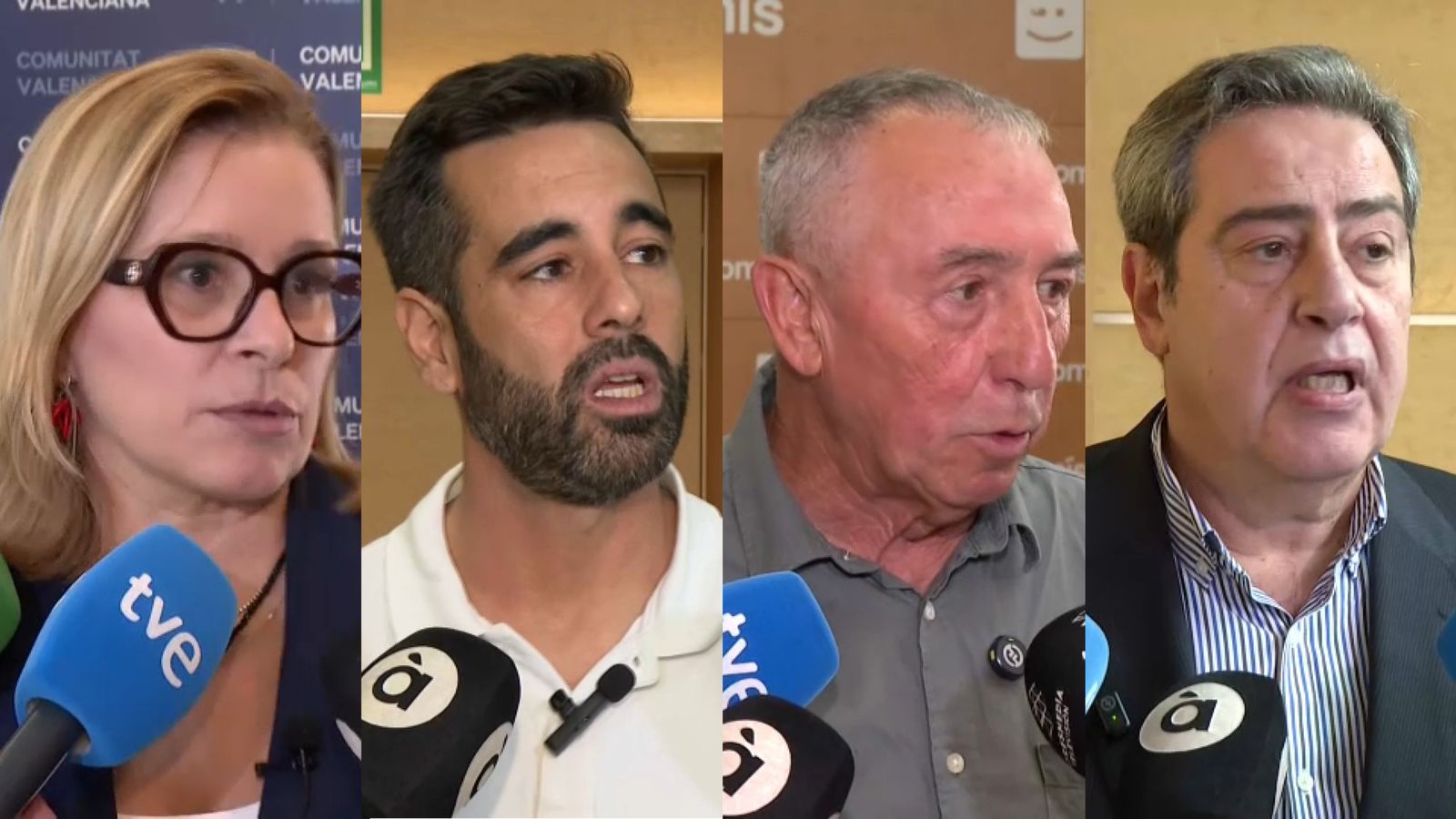 Declaracions als mitjans de Mari Carmen Contelles (PP), José Muñoz (PSPV), Joan Baldoví (Compromís) i José María Llanos (Vox)