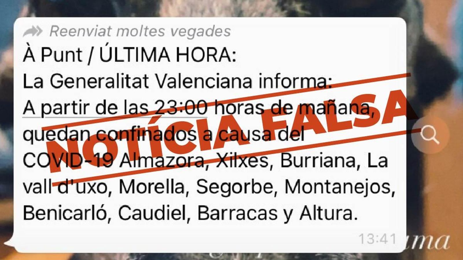 Missatge que circula per les xarxes de missatgeria instantània