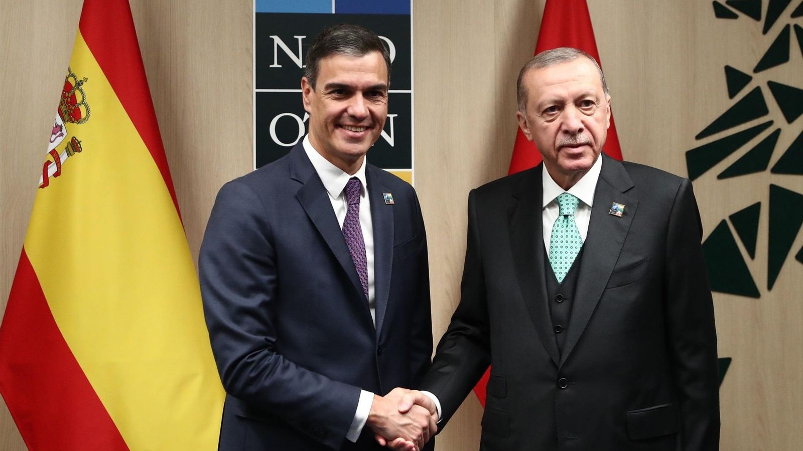 El president de govern espanyol, Pedro Sánchez, juntament amb el de Turquia Recep Tayyip Erdogan