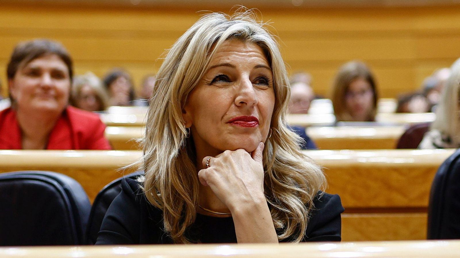 La vicepresidenta i ministra de Treball Yolanda Díaz durant la votació del subsidi de desocupació al Congrés