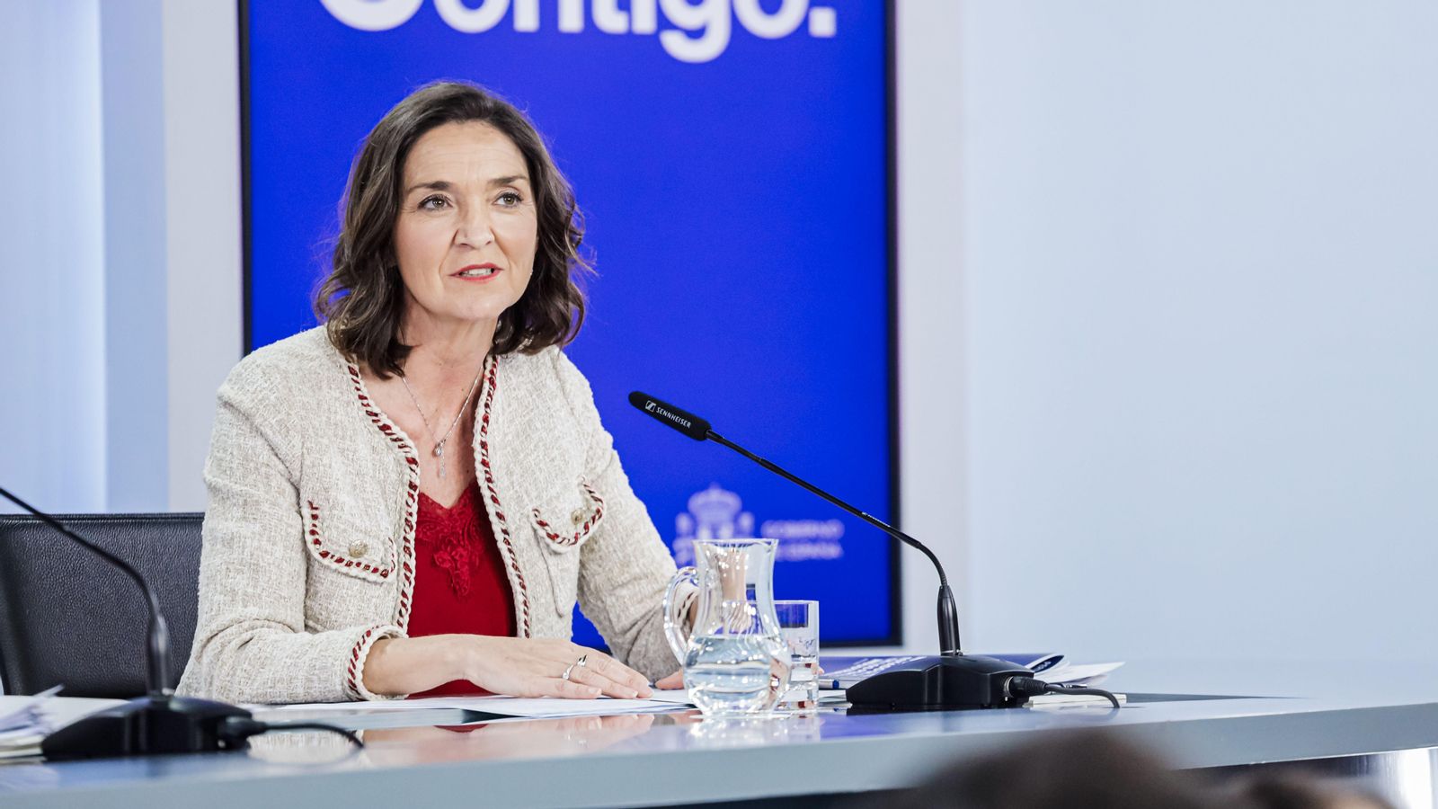La ministra d'Indústria, Reyes Maroto, en la roda de premsa posterior al Consell de Ministres, probablement l'últim al qual ha assistit
