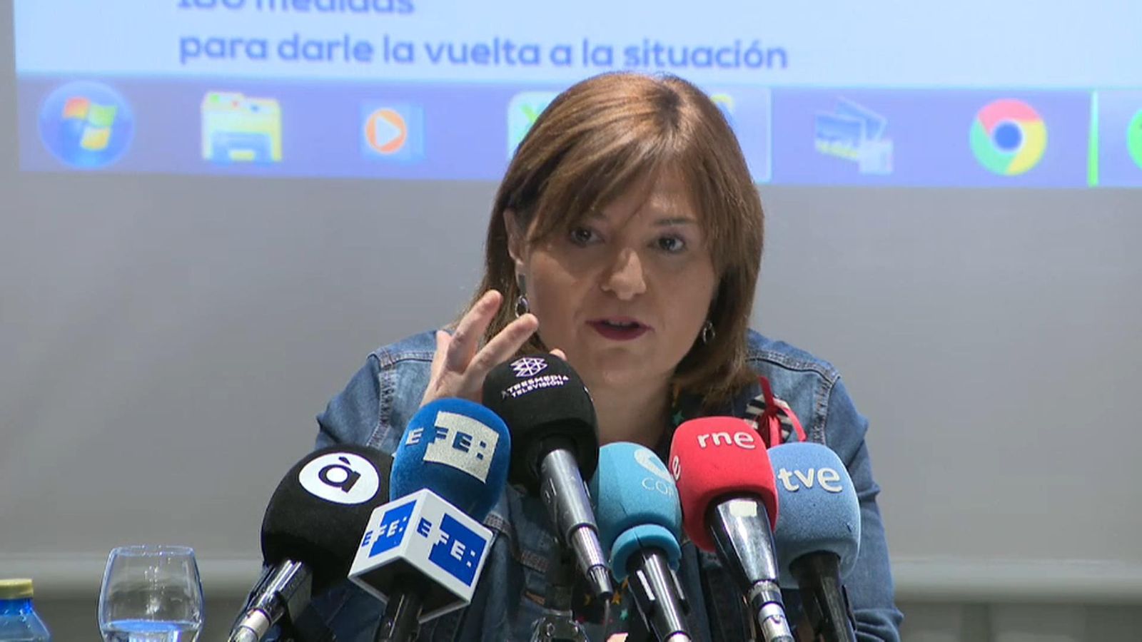 La presidenta del PPCV, Isabel Bonig, aquest divendres durant la presentació del programa