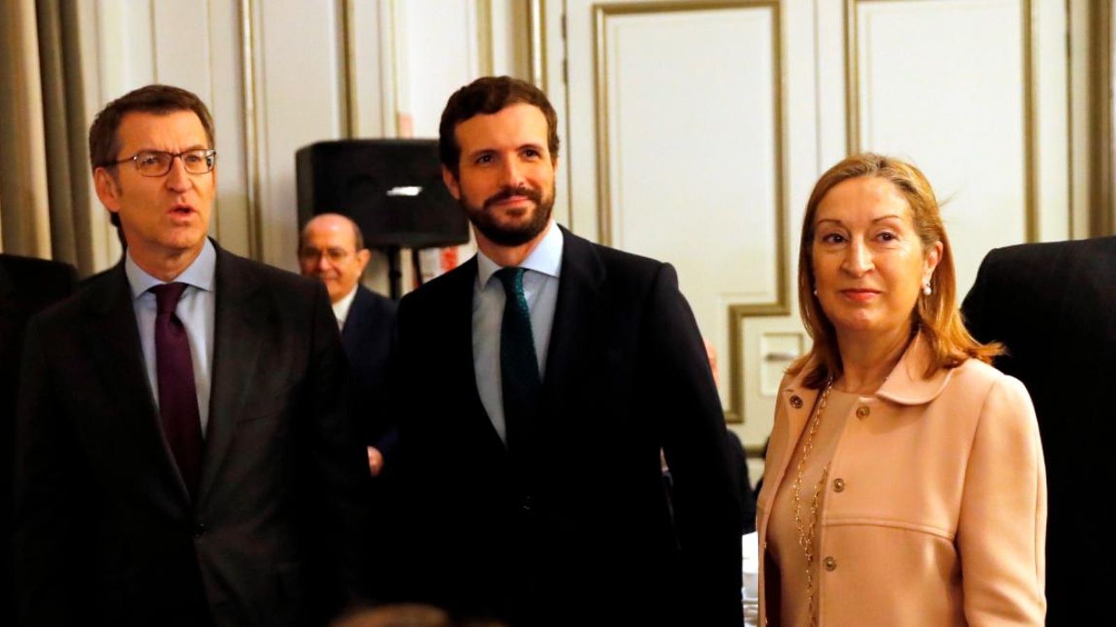 Alberto Núñez Feijóo, Pablo Casado i Ana Pastor, aquest dimarts en Madrid