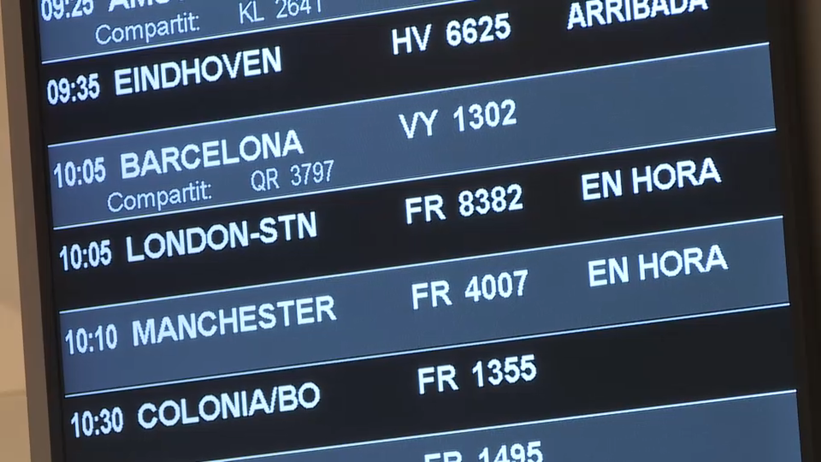 Arribada de vols britànics aquest dilluns