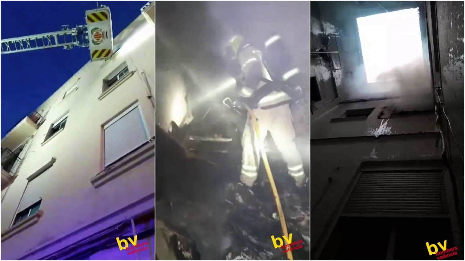 Imatges de l'actuació dels bombers de València