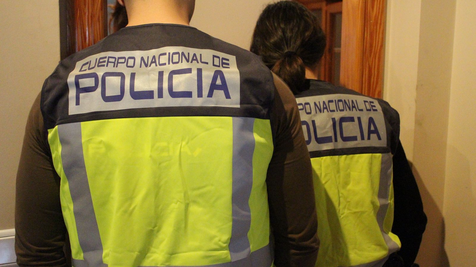 Imatge d'arxiu de dos agents de la Policia Nacional durant una detenció