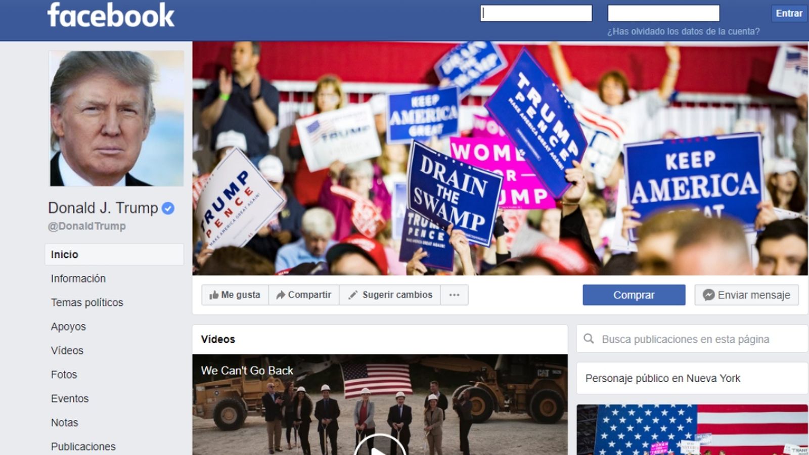 Pàgina de Facebook de Donald Trump