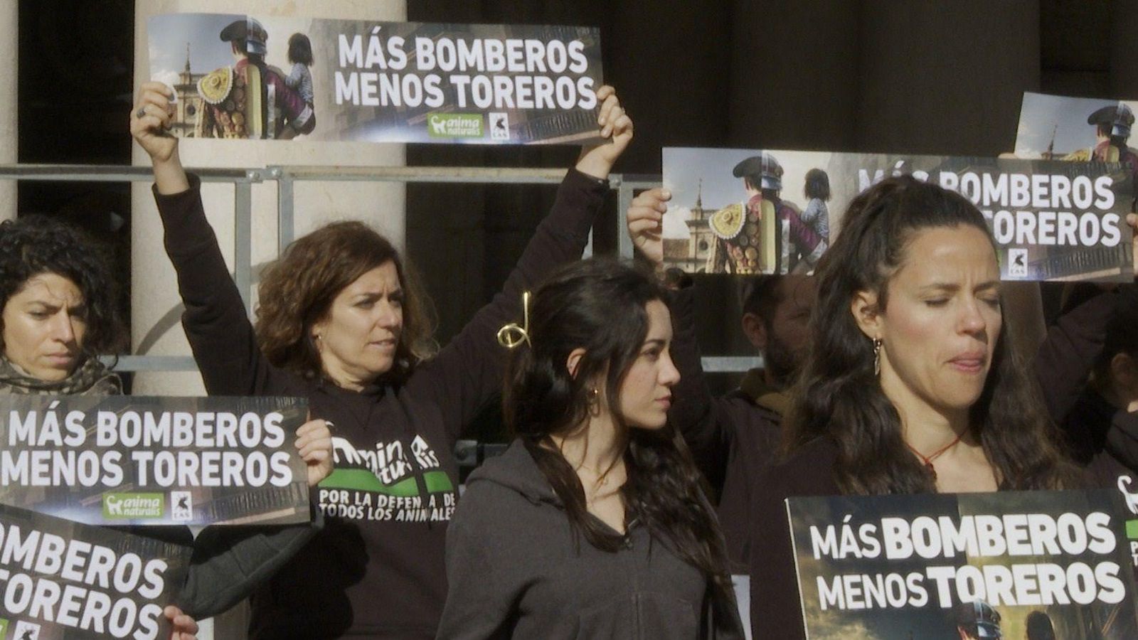 Una concentració enfront de l'Ajuntament de València exigeix la fi de les corregudes de bous en Falles