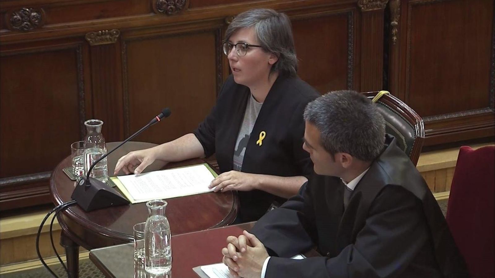 Imatge del senyal del Tribunal Suprem durant la declaració de Mireia Boya