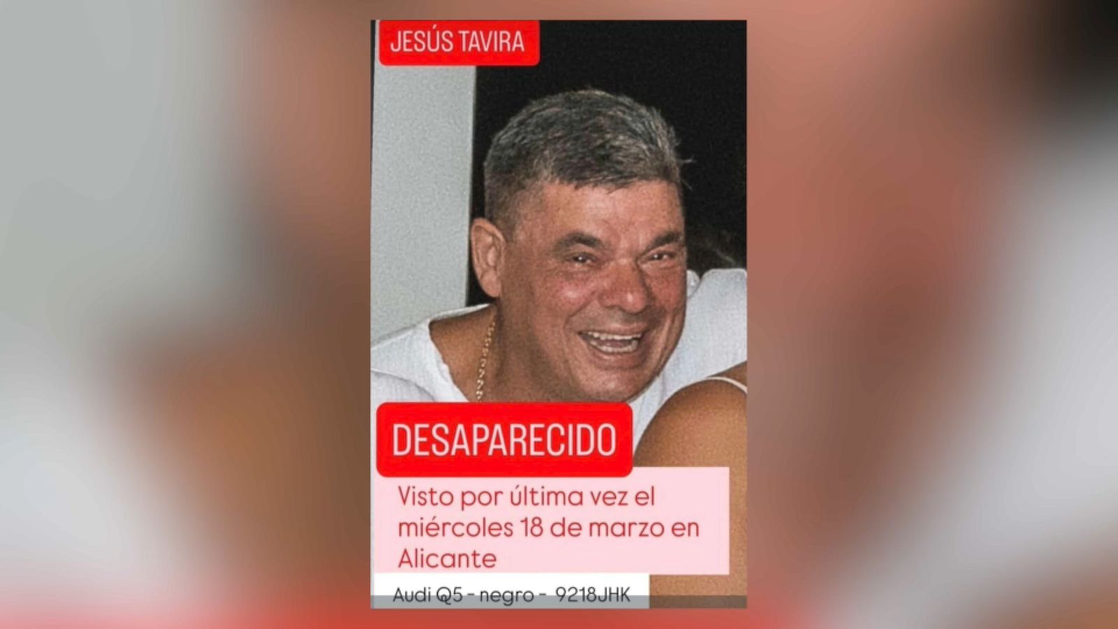 Videonoticia sobre la desparició de l'empresari Jesús Tavira, testimoni clau en el cas de l'assassinat de la viuda del president de la CAM