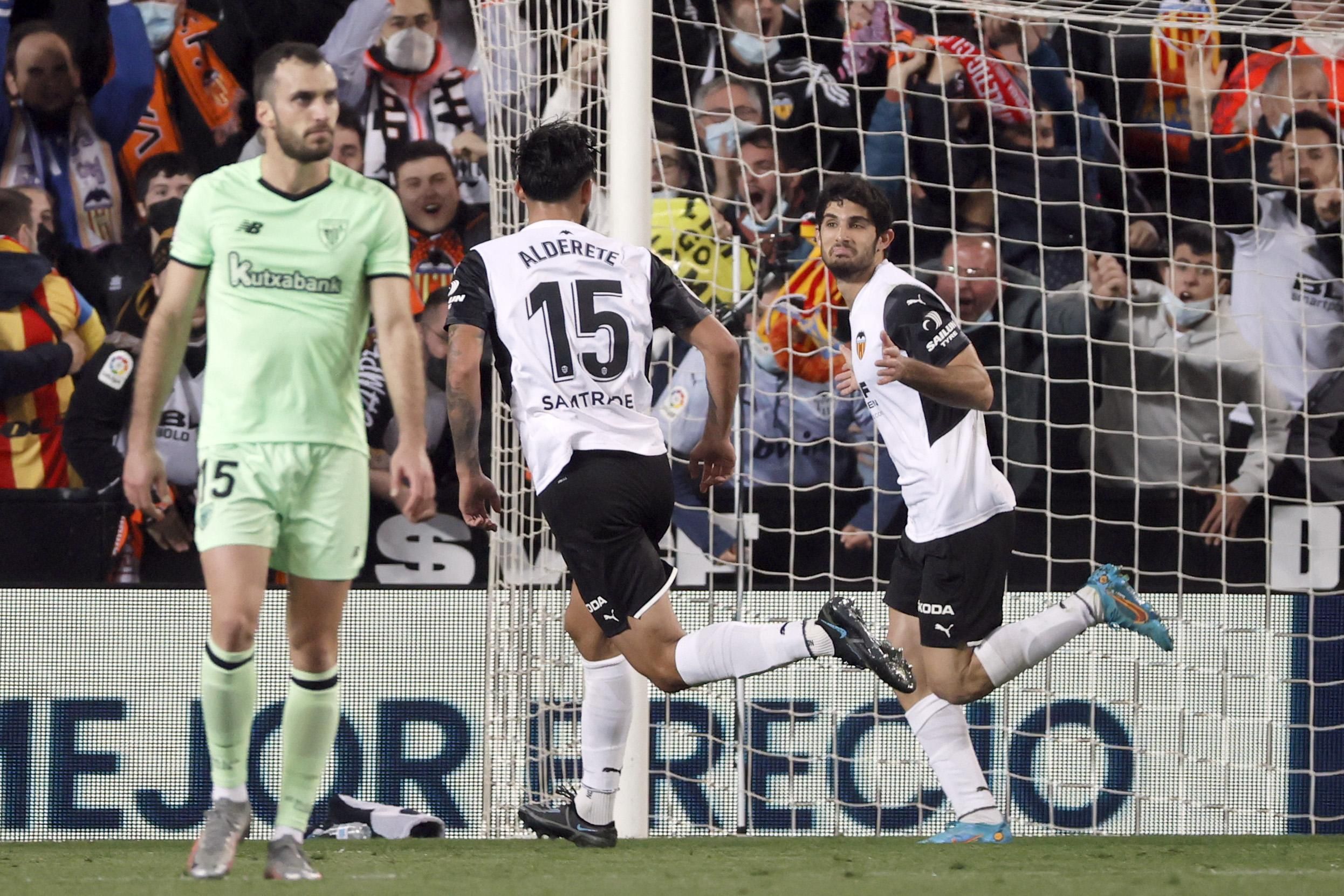 Guedes celebra el gol a l'Athletic Club
