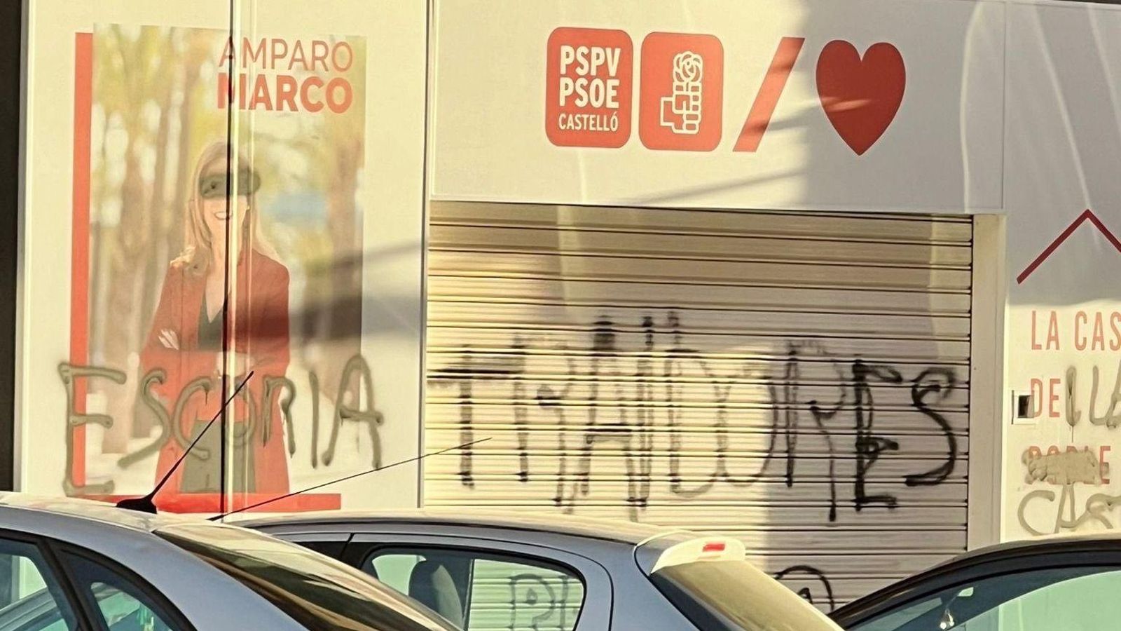 Seu del PSPV a Castelló amb pintades a la façana EuropaPress 5584925 pspv denuncia aparicion pintadas palabras traidores escoria sede provincial