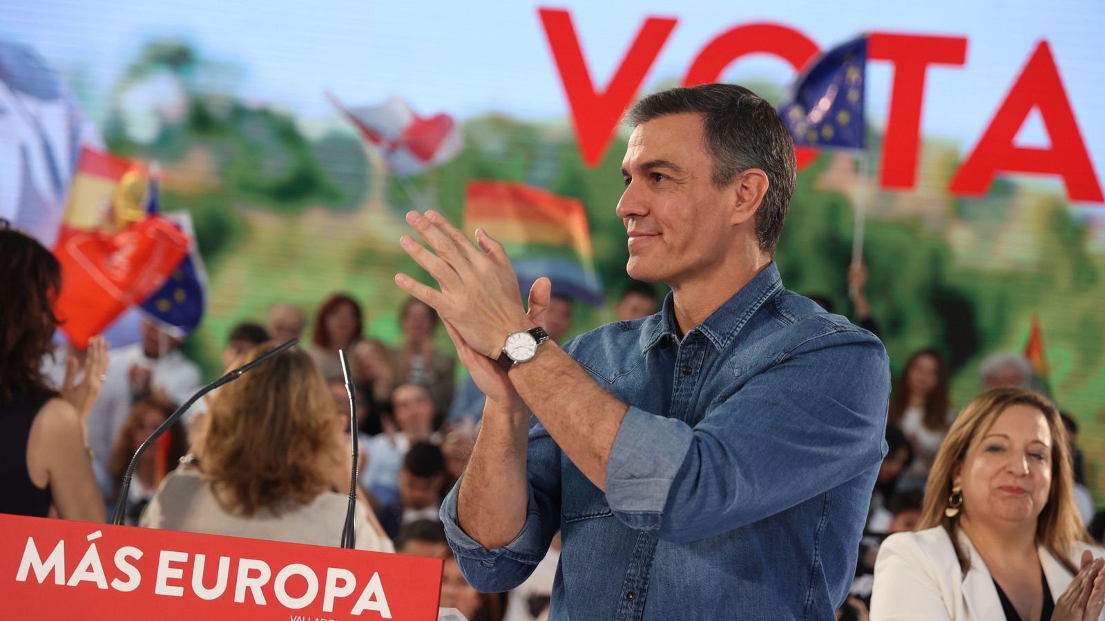 Pedro Sánchez en un mítin del Psoe a Valladolid el juny passat