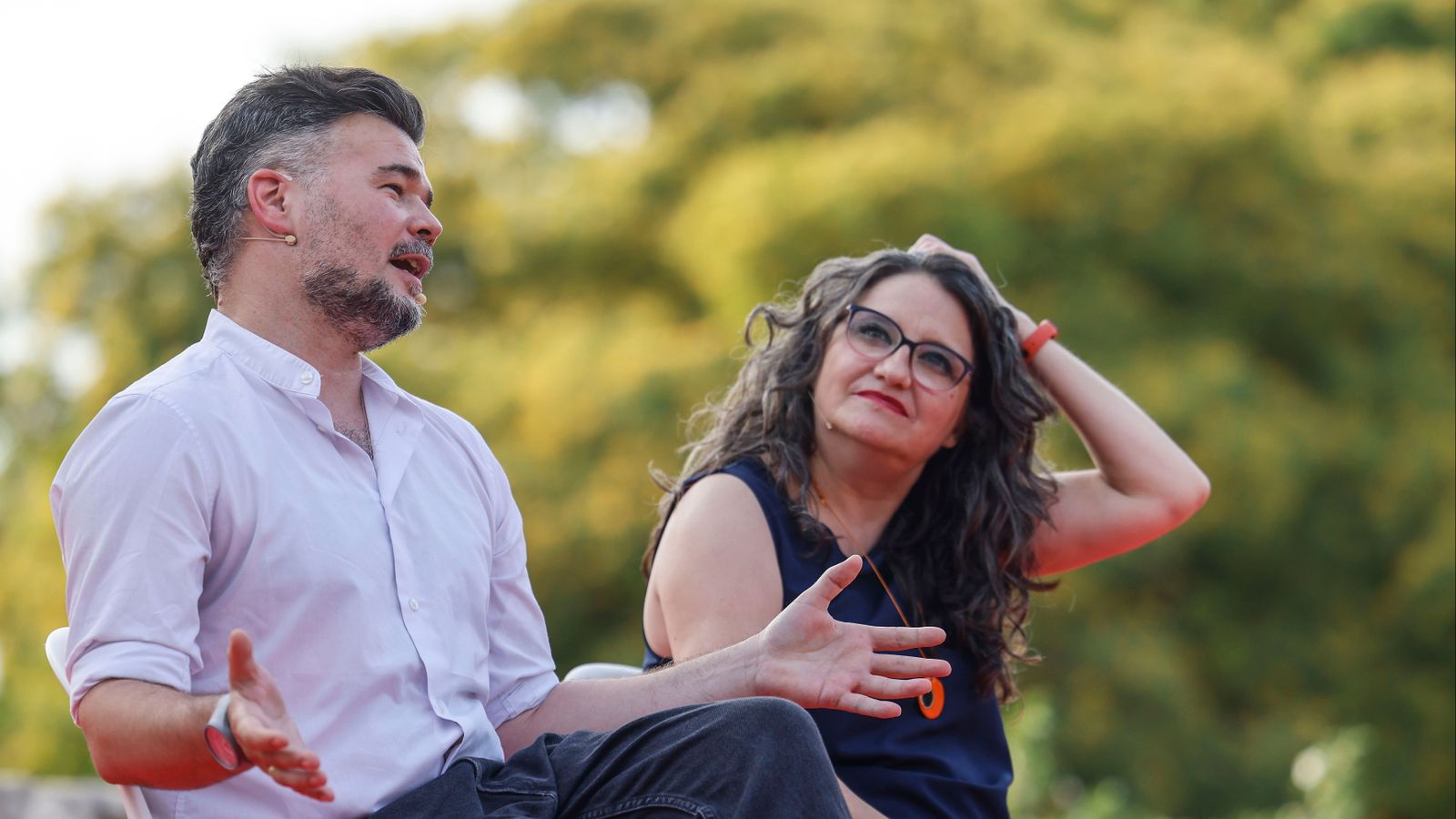 Mónica Oltra i Gabriel Rufián en l'acte celebrat a València este divendres