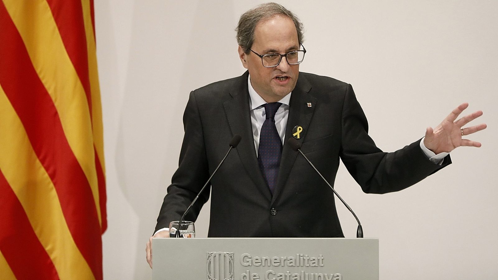 El president de la Generalitat de Catalunya, Quim Torra, durant la seua intervenció