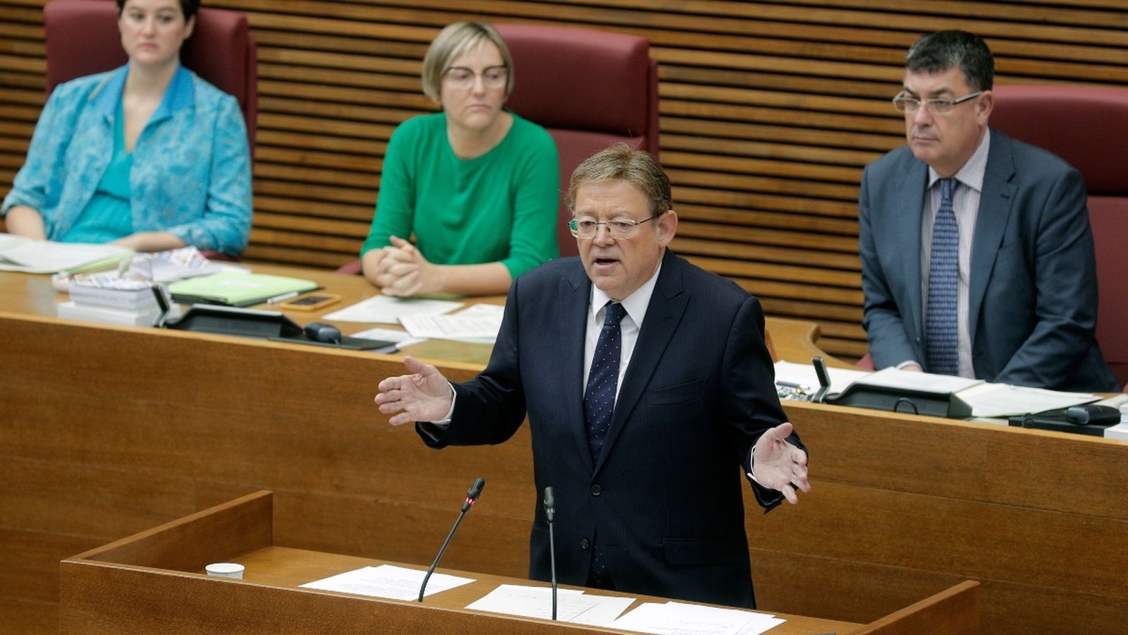 El president de la Generalitat, Ximo Puig, durant la intervenció a les Corts