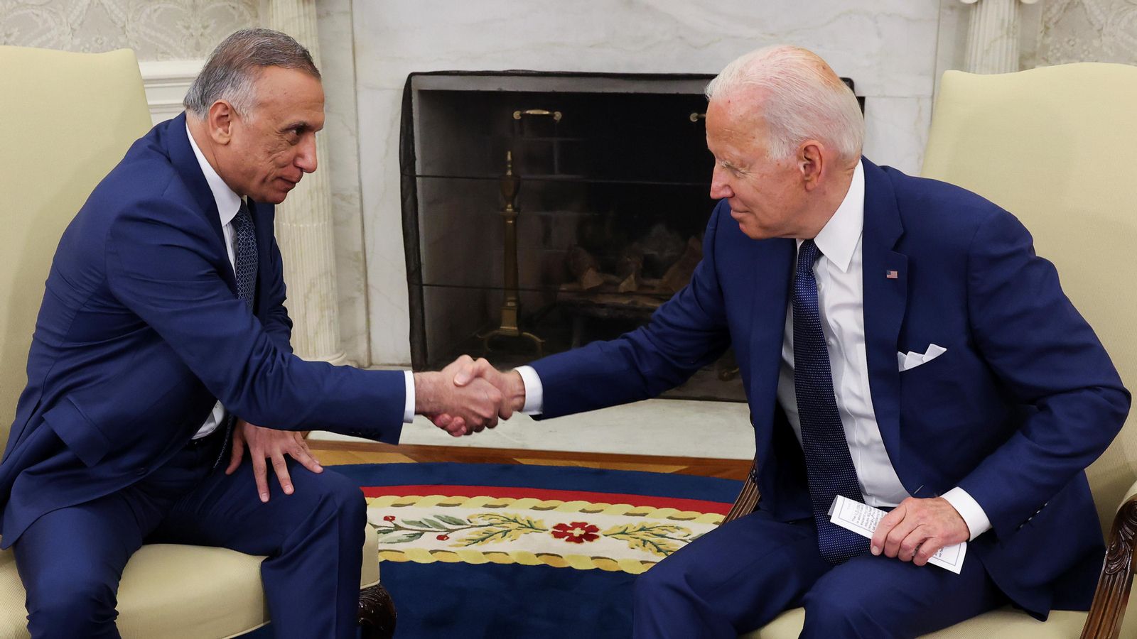 El primer ministre de l'Iraq, Mustafa Al-Kadhimi, i el president dels Estats Units, Joe Biden, aquest dilluns