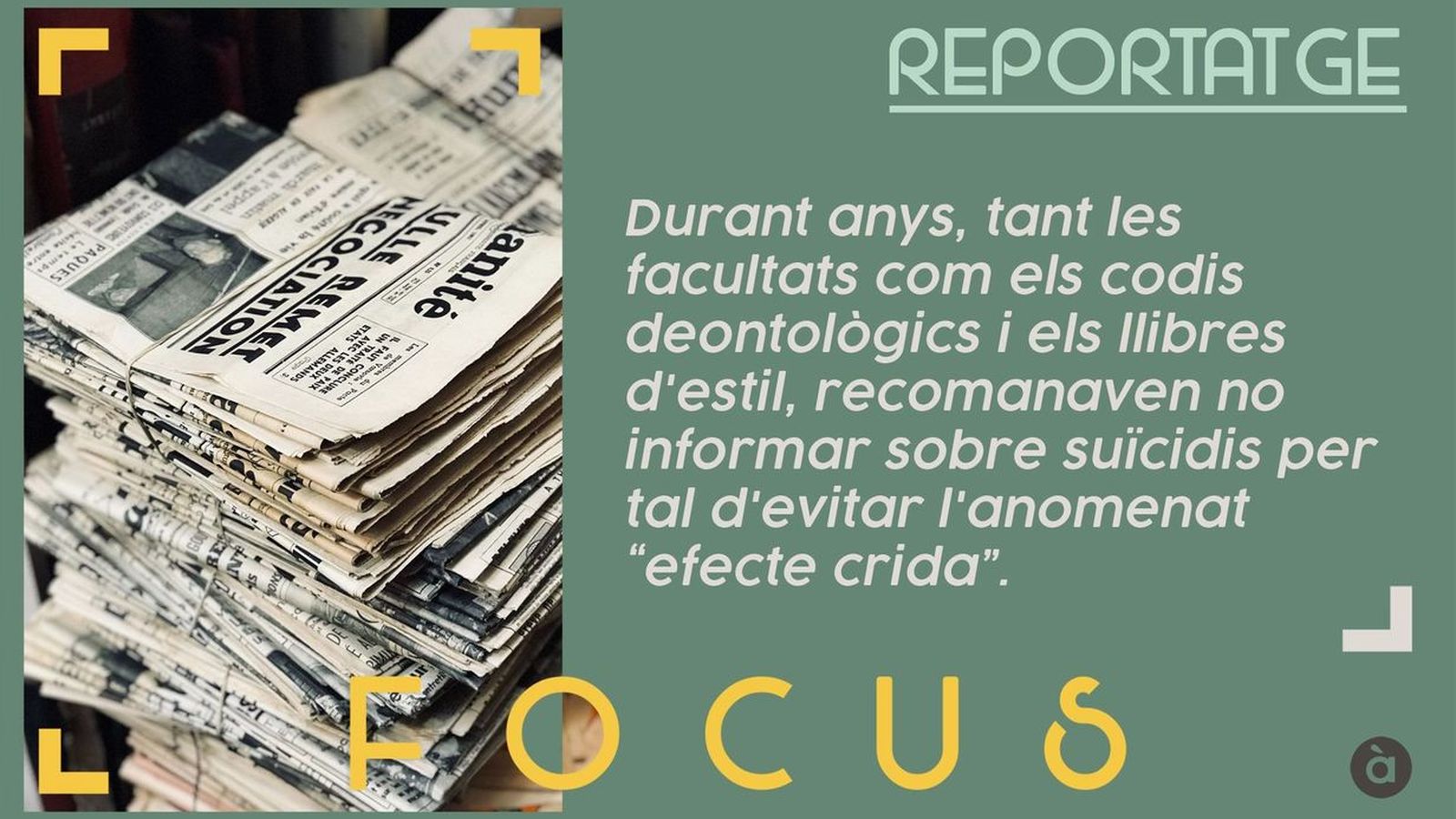 30.11.2018 | Suïcidis: eixint del tabú | Reportatge