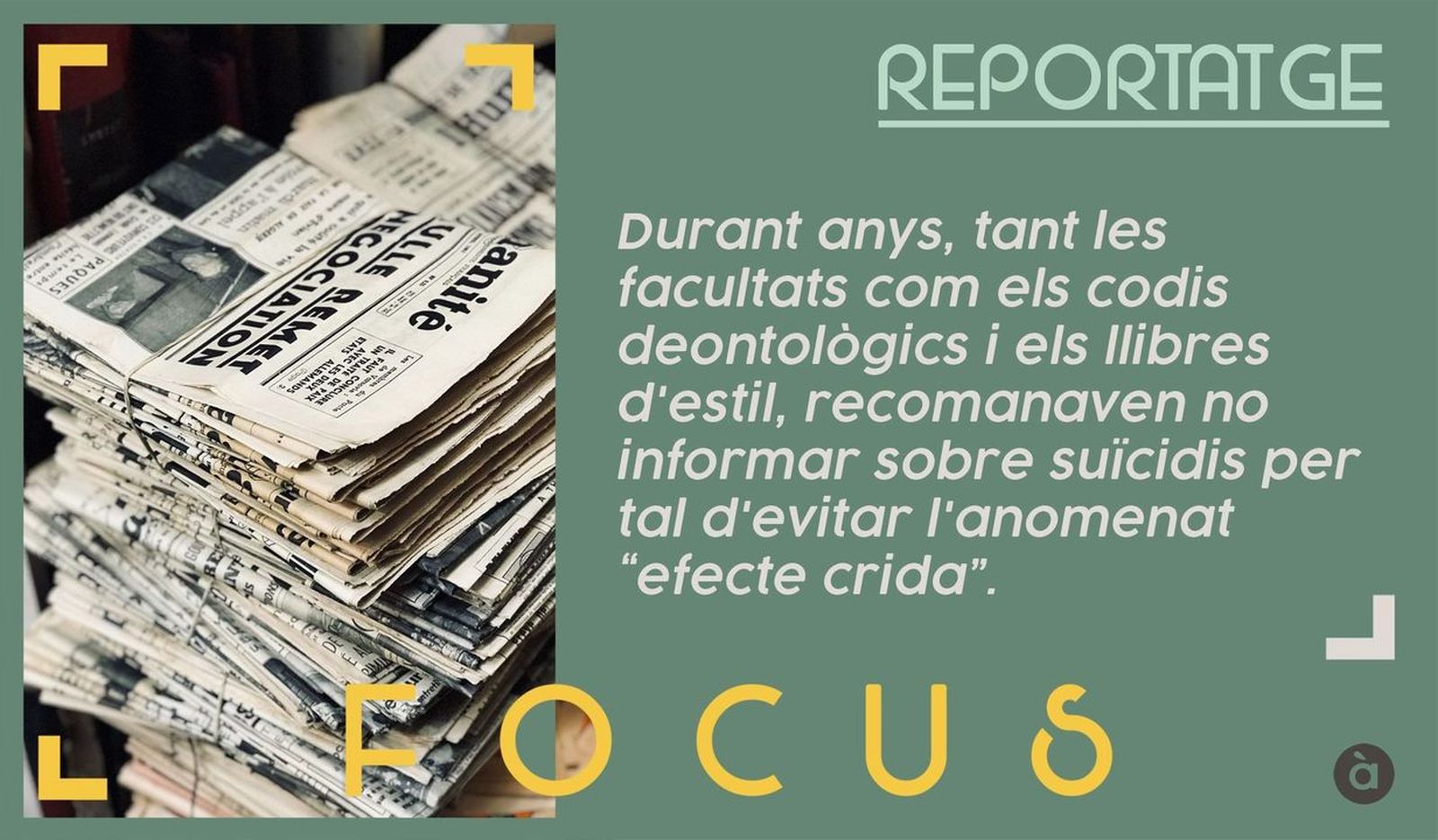 30.11.2018 | Suïcidis: eixint del tabú | Reportatge