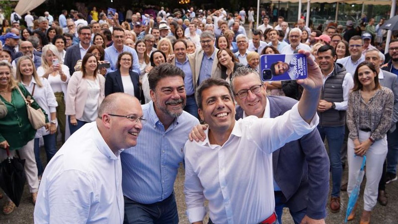 Els candidats Carlos Mazón, Luis Barcala i Toni Pérez aquest dissabte en Alacant