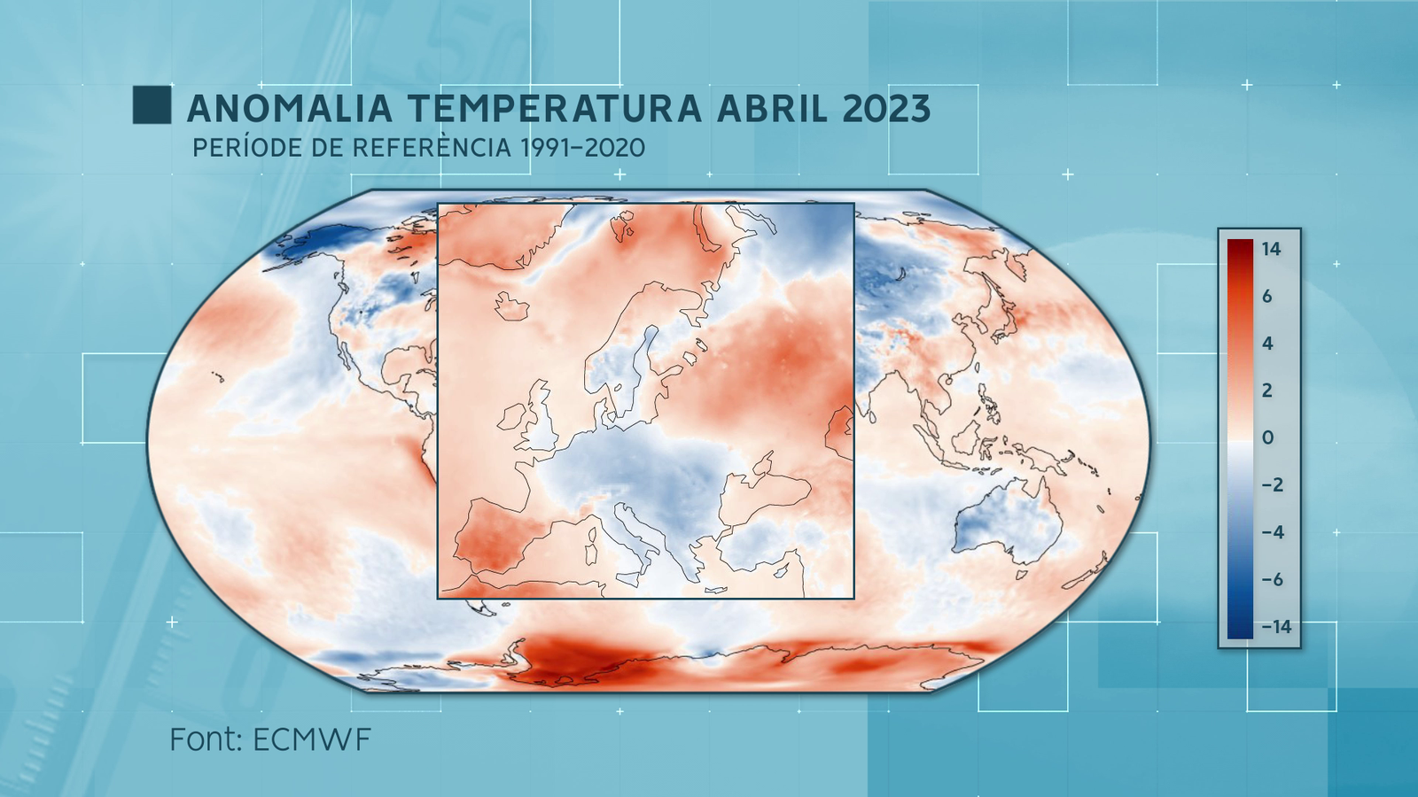 Anomalia de la temperatura del passat abril a part d'Europa