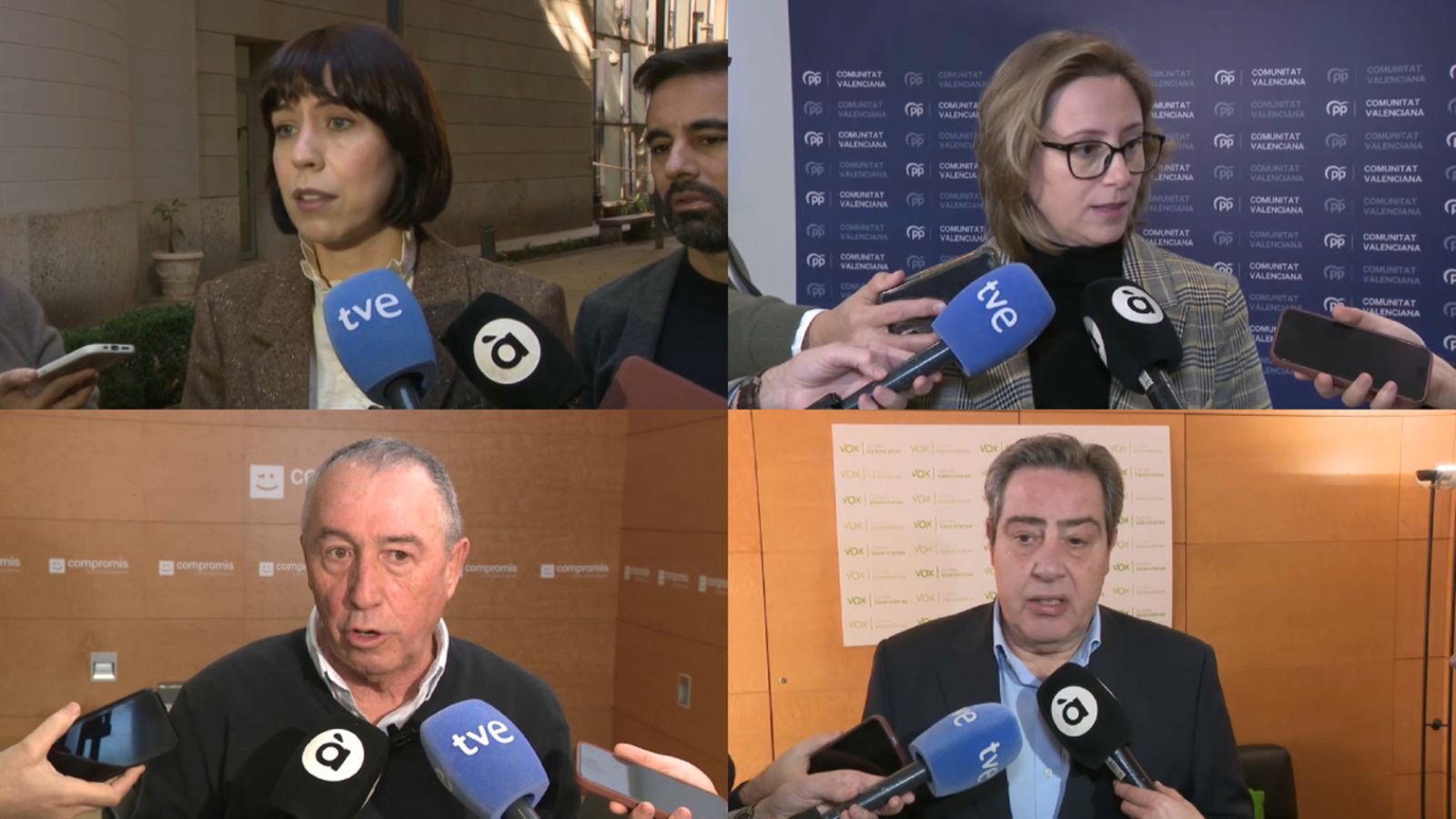 Diana Morant, Laura Chulià, Joan Baldoví i José María Llanos, en declaracions davant dels mitjans