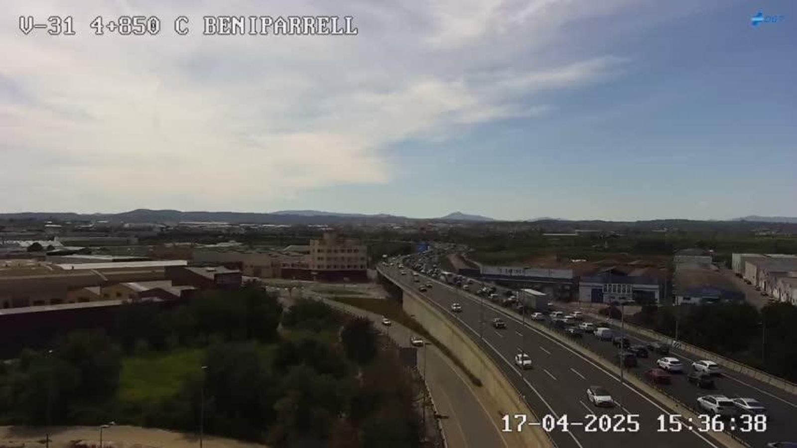 Retencions a la V-31, a l'altura de Beniparrell, a causa d'un accident