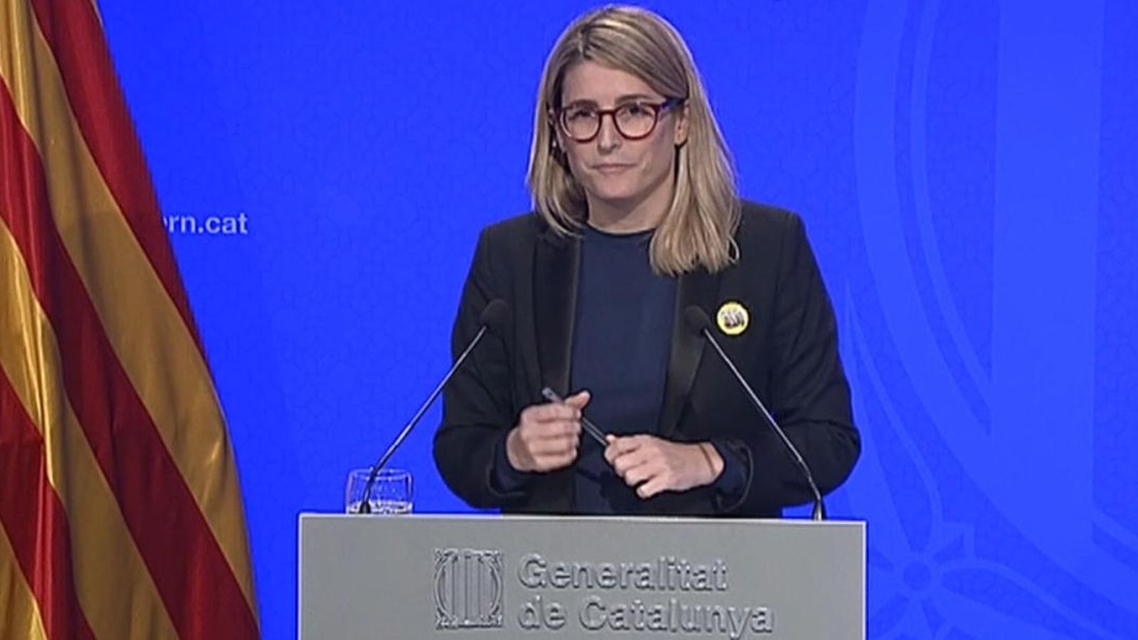 La consellera de Presidència i portaveu, Elsa Artadi, després de la reunió d'aquest dimarts del govern català