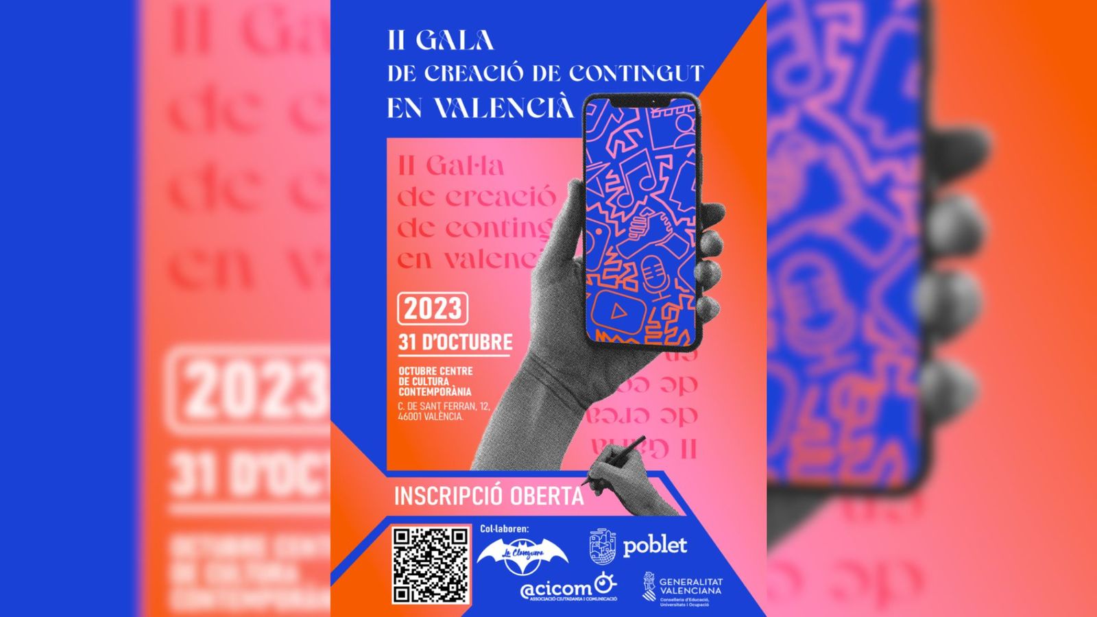 Cartell de la II Gala de Creació de Contingut en Valencià