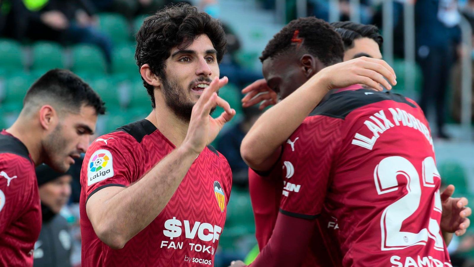 Guedes celebra el gol del triomf