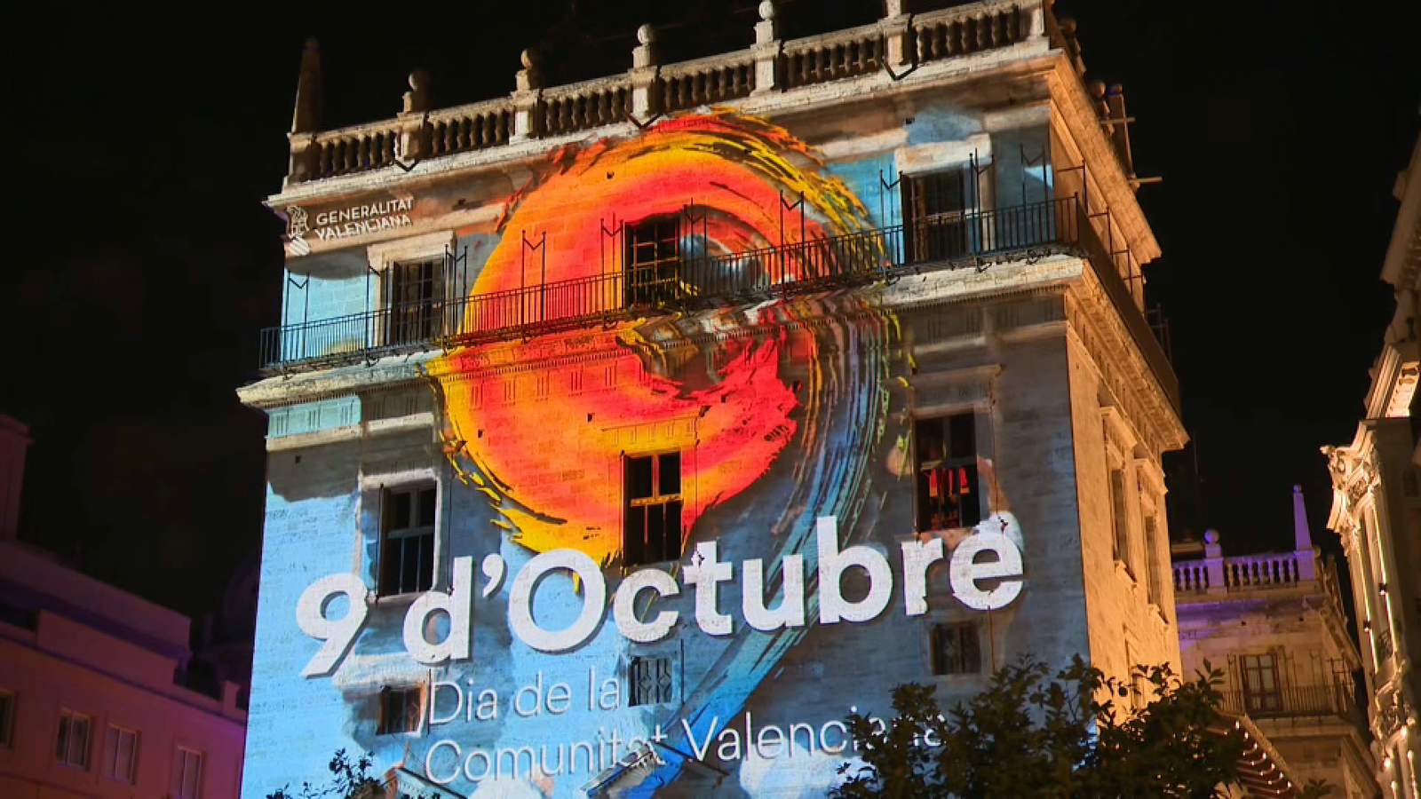 Video mapping en el Palau de la Generalitat pel Nou d'Octubre