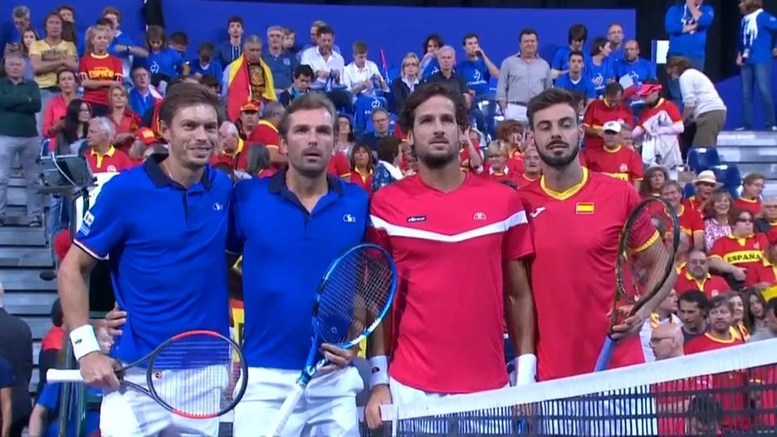 Les parelles d’Espanya i França abans del partit de dobles
