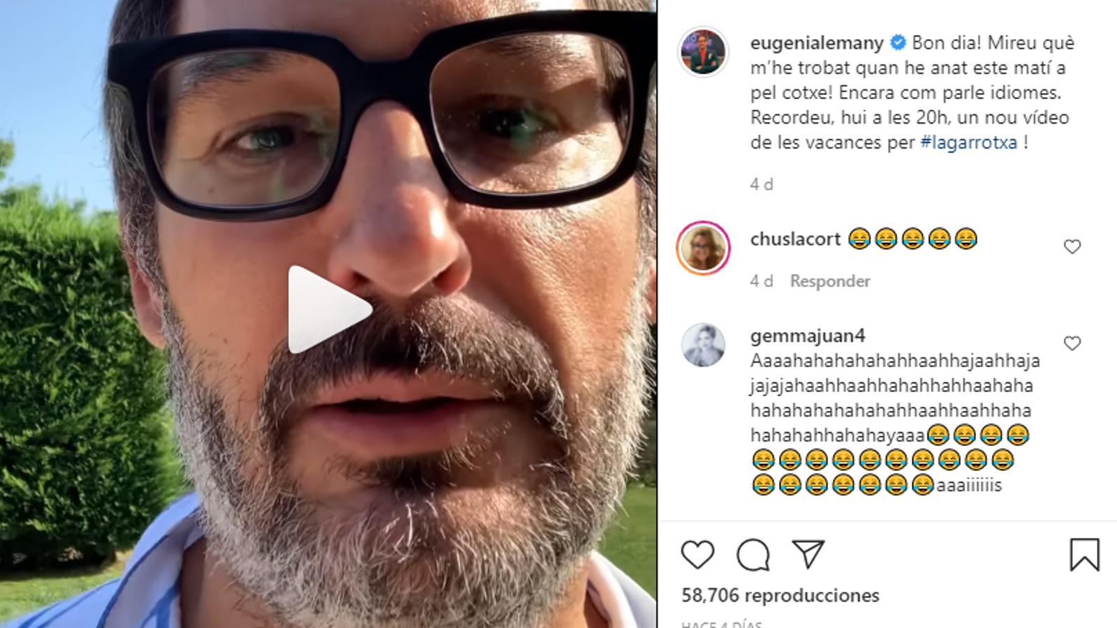 Captura d'una de les publicacions d'Eugeni Alemany