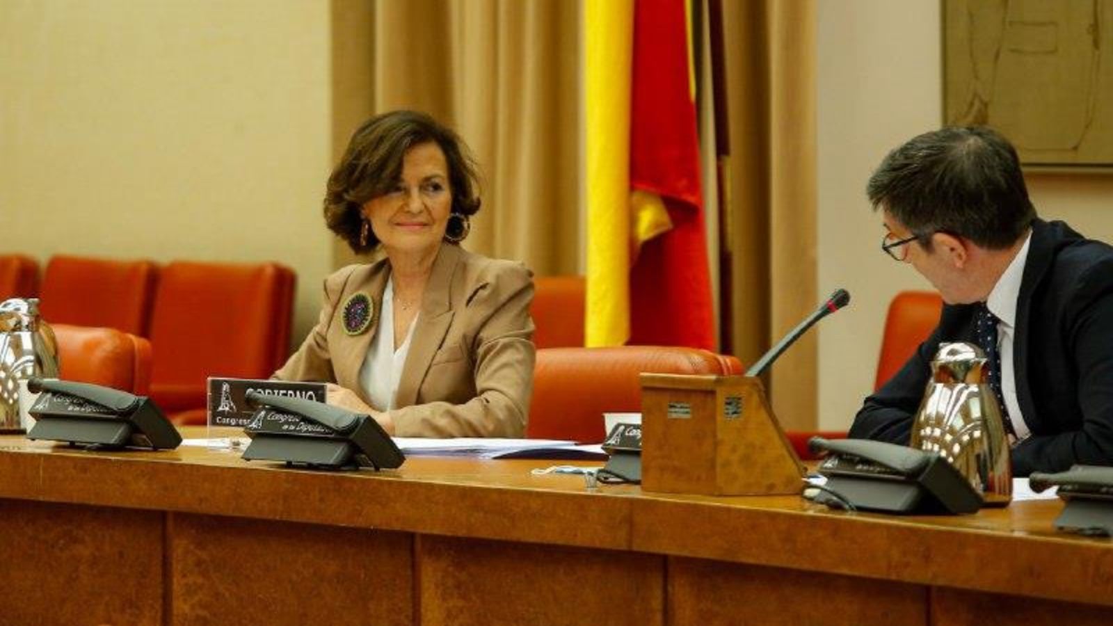 Imatge d’arxiu de la vicepresidenta Carmen Calvo en una compareixença al Congrés