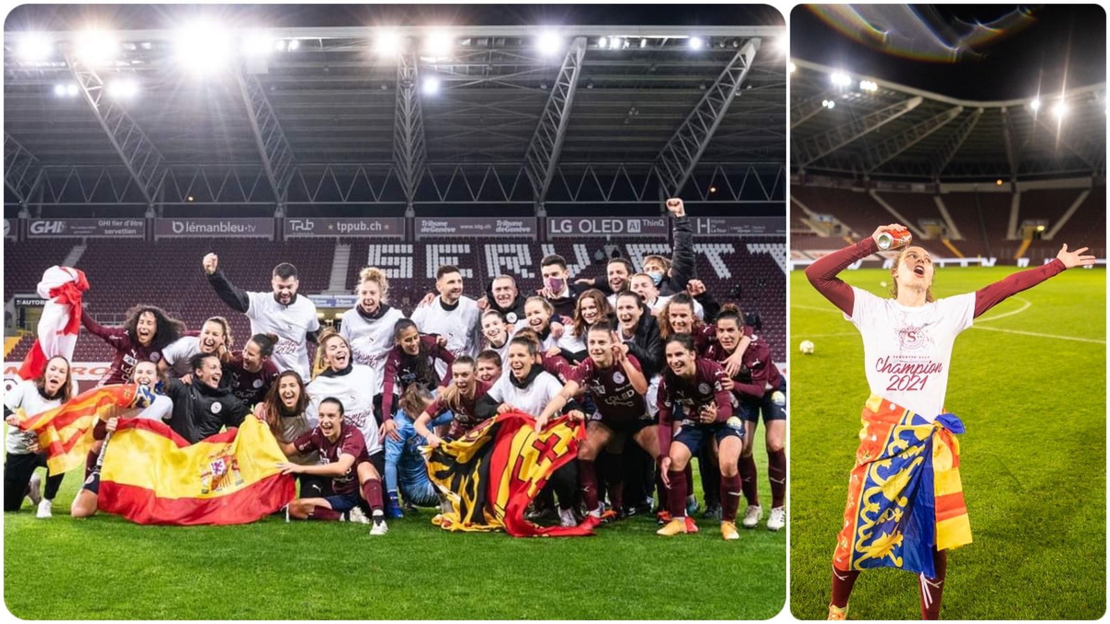 Marta Peiró celebra el títol de lliga del Servette FC