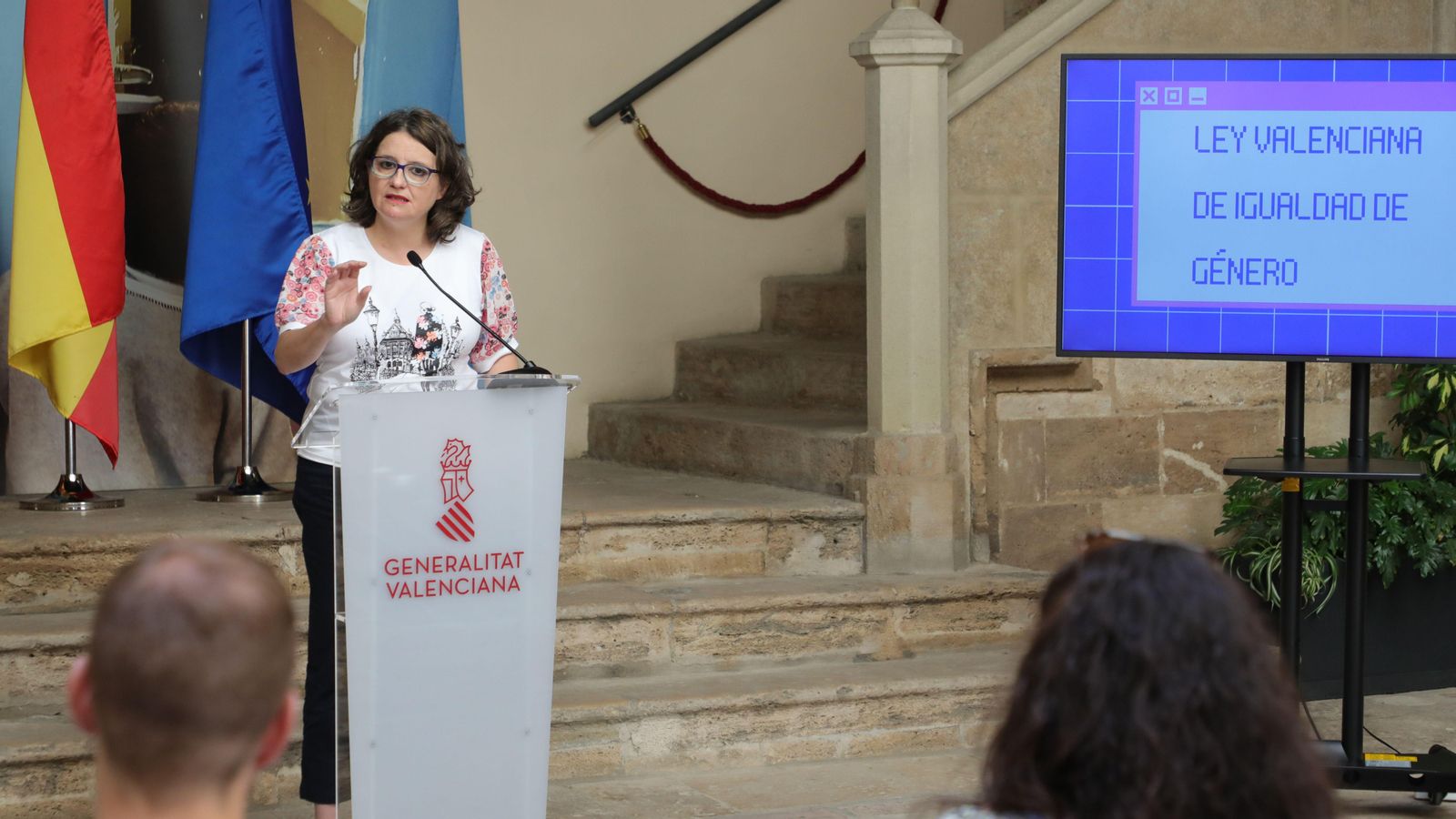La vicepresidenta Mónica Oltra, durant la presentació de l'avantprojecte de llei