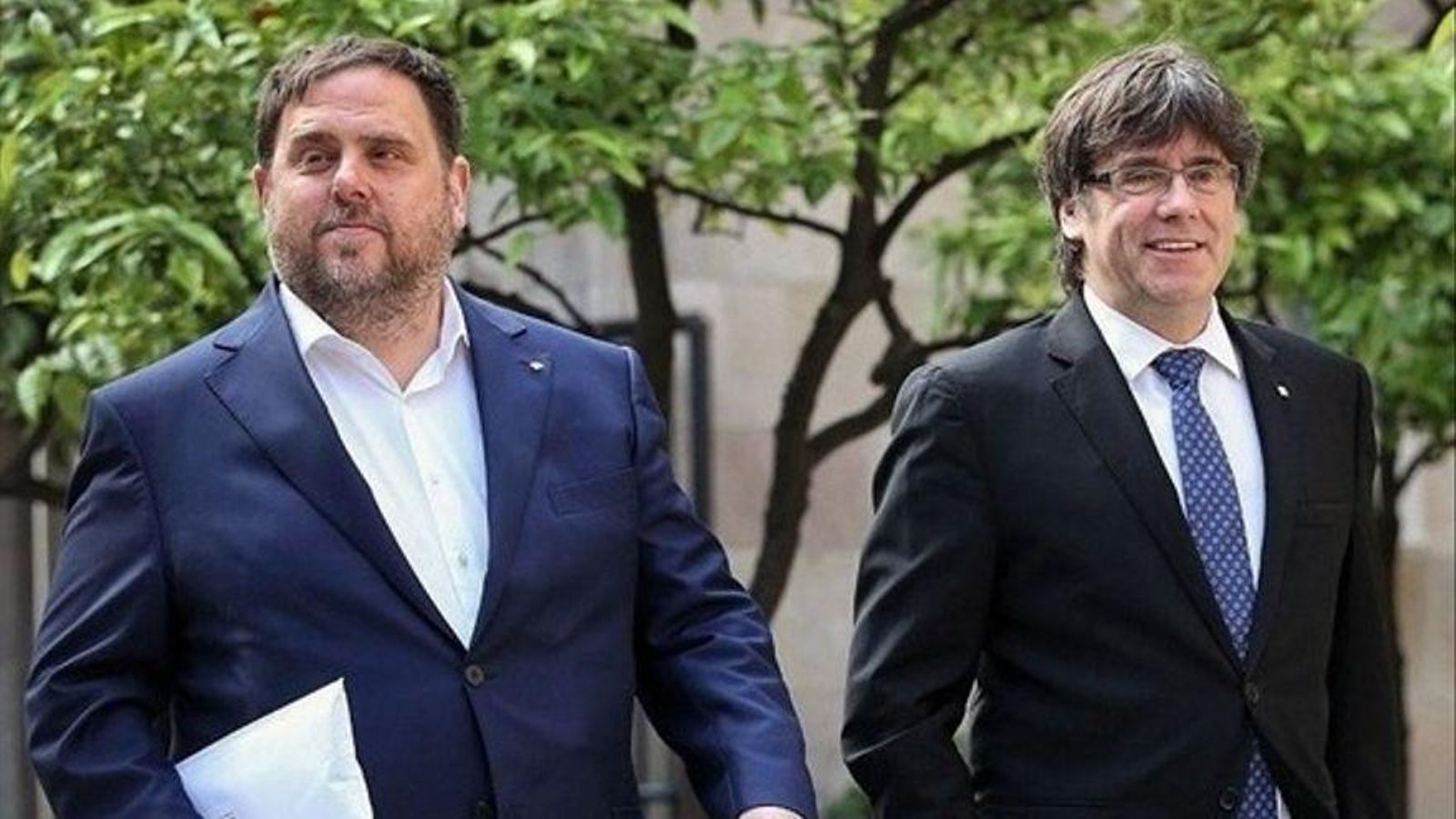 L'expresident i l'exvicepresident del govern català, Carles Puigdemont i Oriol Junqueras