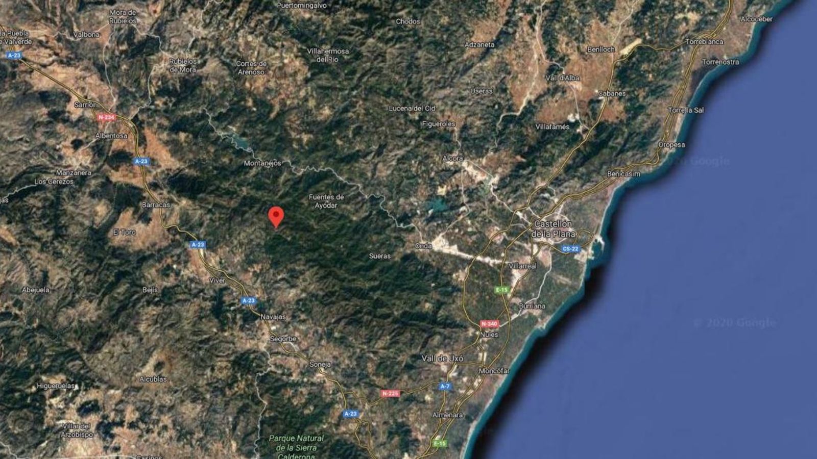 Captura de la localitat de l’Alt Palància en Google Maps