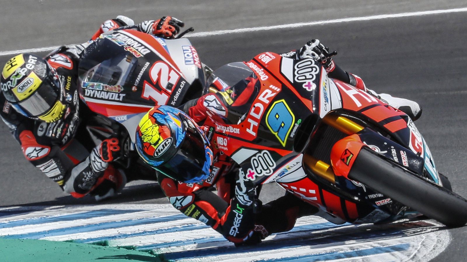 El pilot valencià de Moto2 Jorge Navarro durant la carrera del Gran Premi d'Espanya de motociclisme disputat hui al circuit de Jerez Ángel Nieto EFE