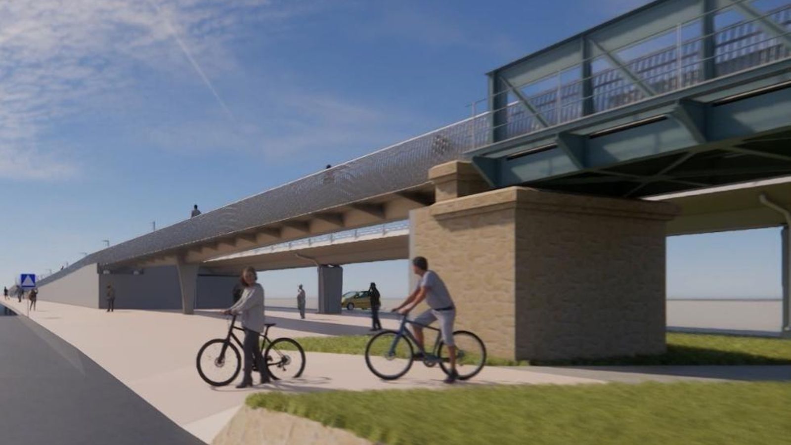 Disseny de com quedarà un dels viaductes, una vegada acabat Disseny de com quedarà un dels viaductes una vegada acabat