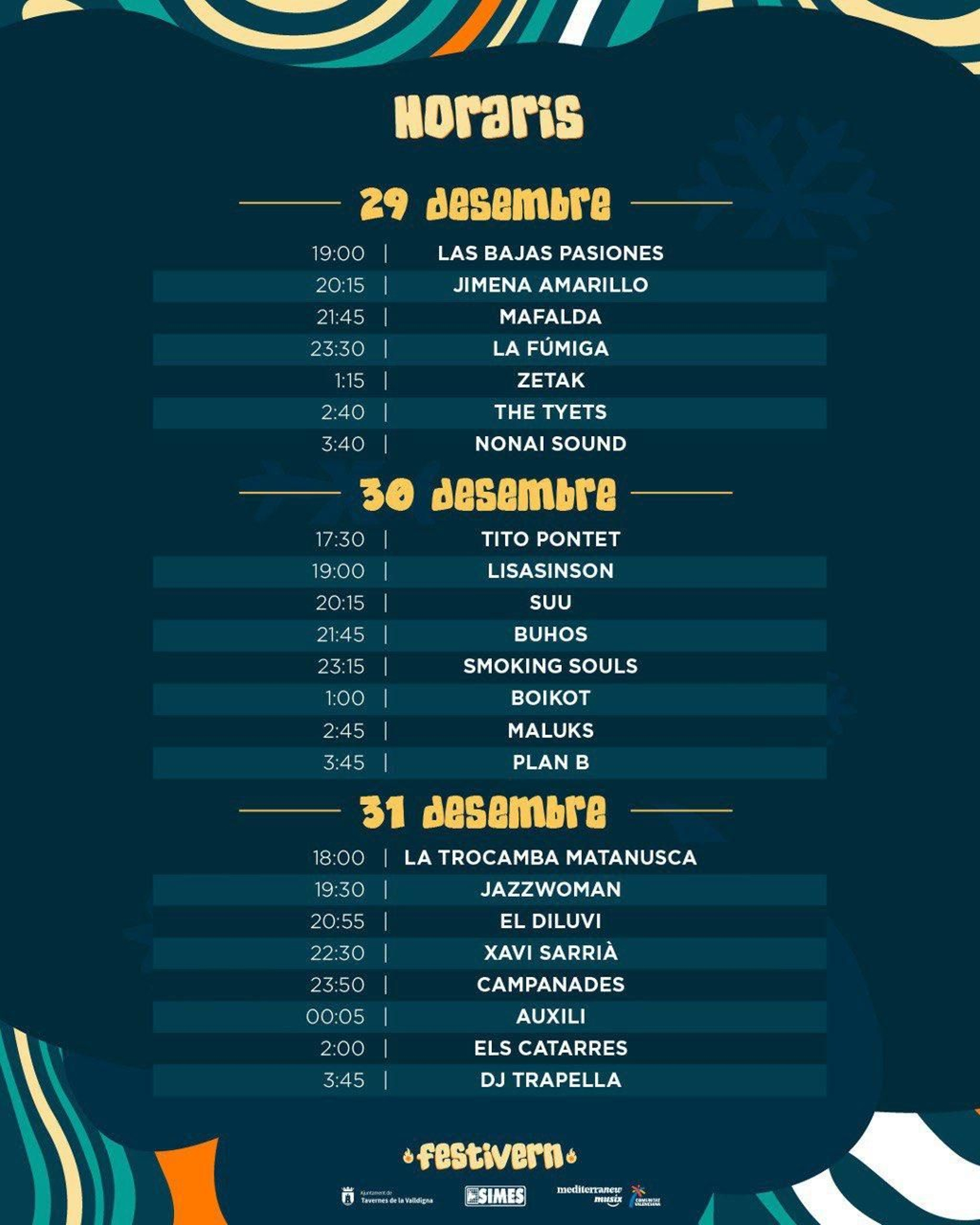 Horaris dels concerts