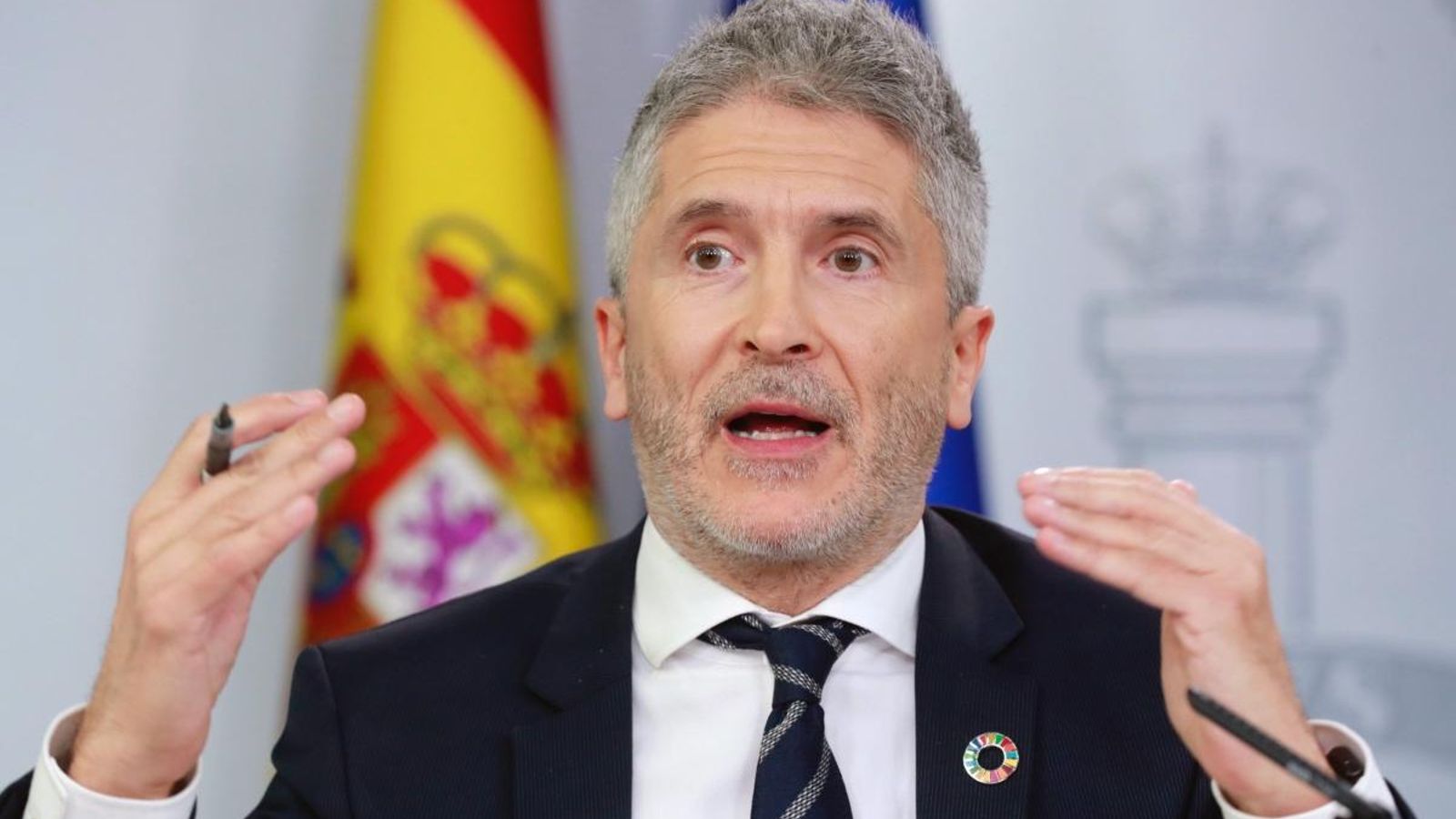 El ministre de l'Interior, Fernando Grande-Marlaska, durant la roda de premsa posterior al Consell de Ministres El ministre de l'Interior, Fernando Grande-Marlaska, durant la roda de premsa posterior al Consell de Ministres