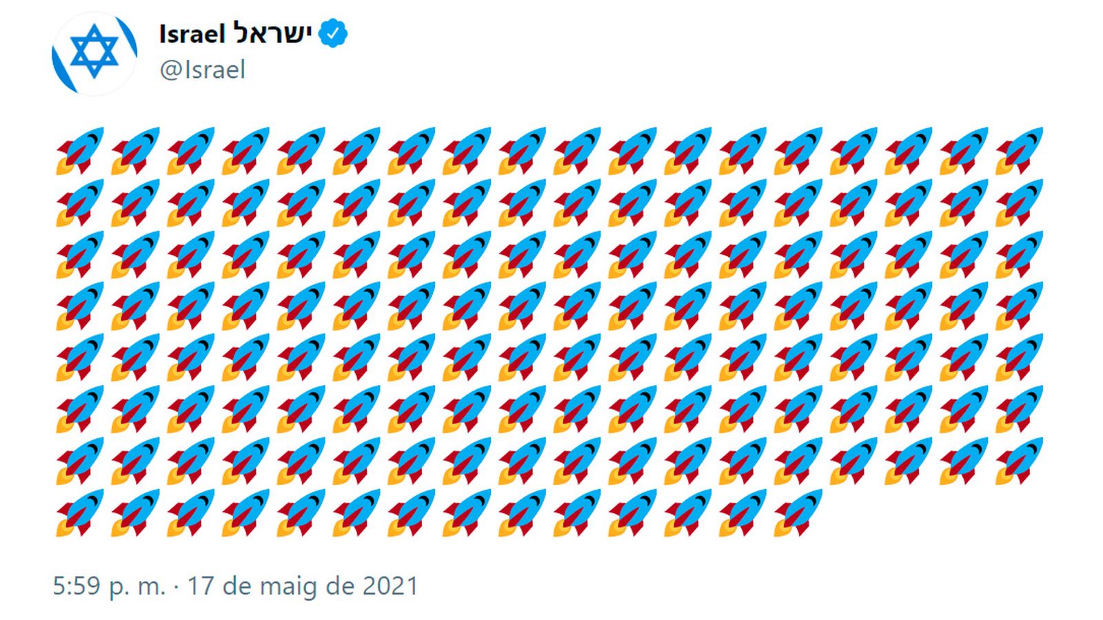 Tuit del compte oficial d'Israel del 17 de maig